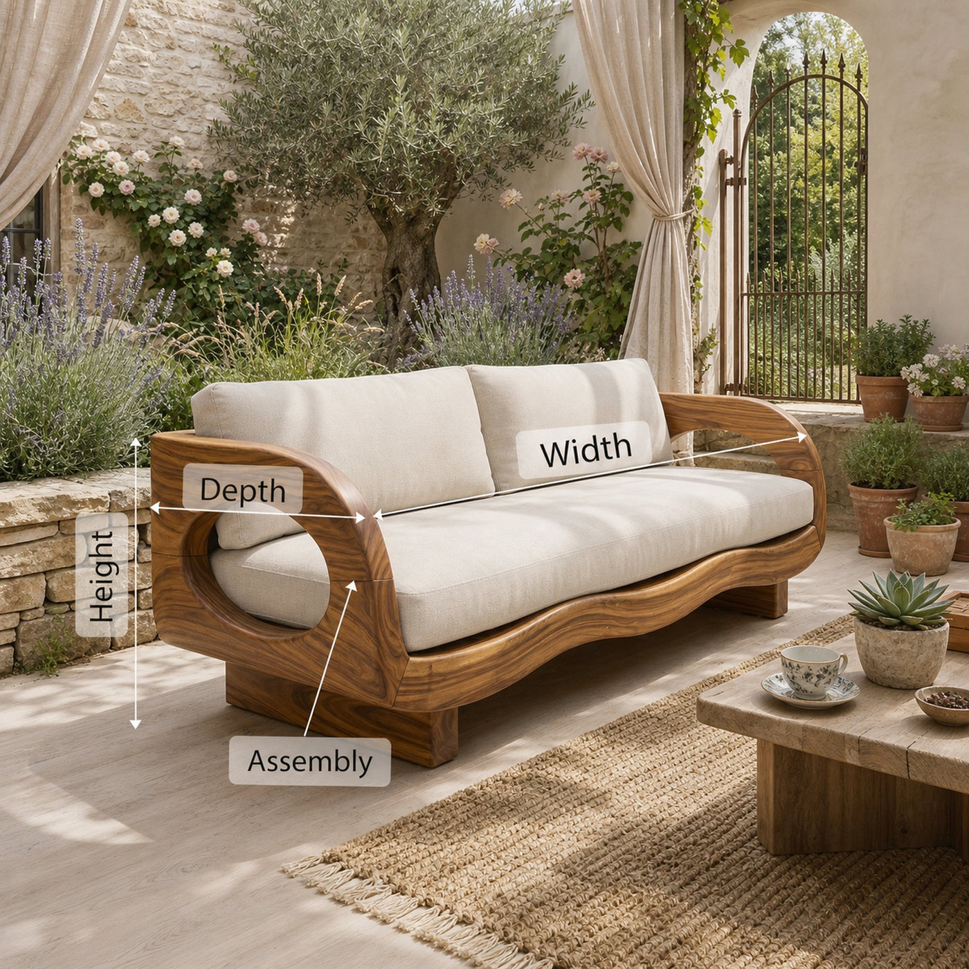 Rustic Contemporary Wood Sofa Garden Terrace Living Space - product view 8