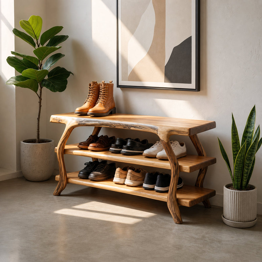 Rustic Crafted Shoe Organizer Entryway And Studio