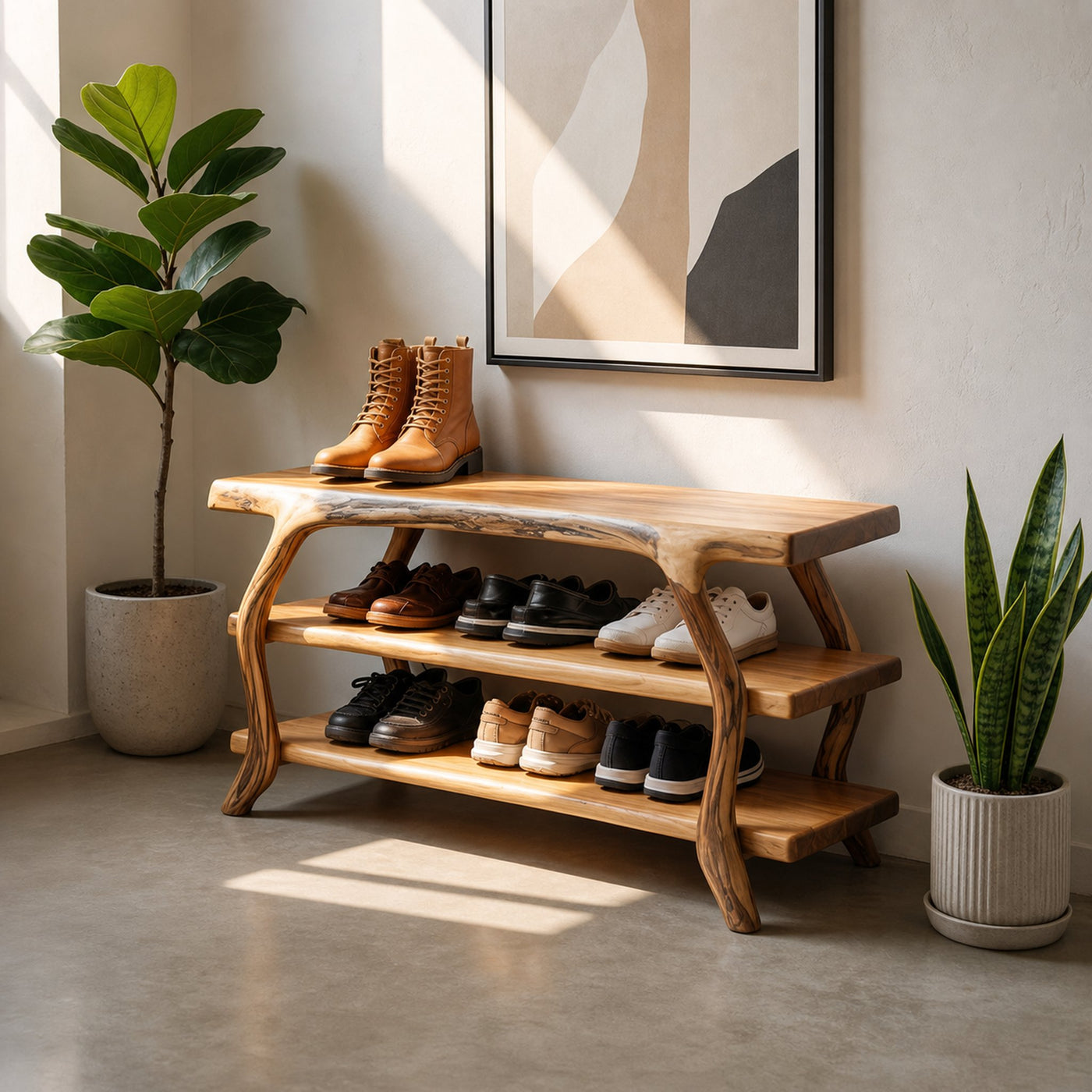 Rustic Crafted Shoe Organizer Entryway And Studio