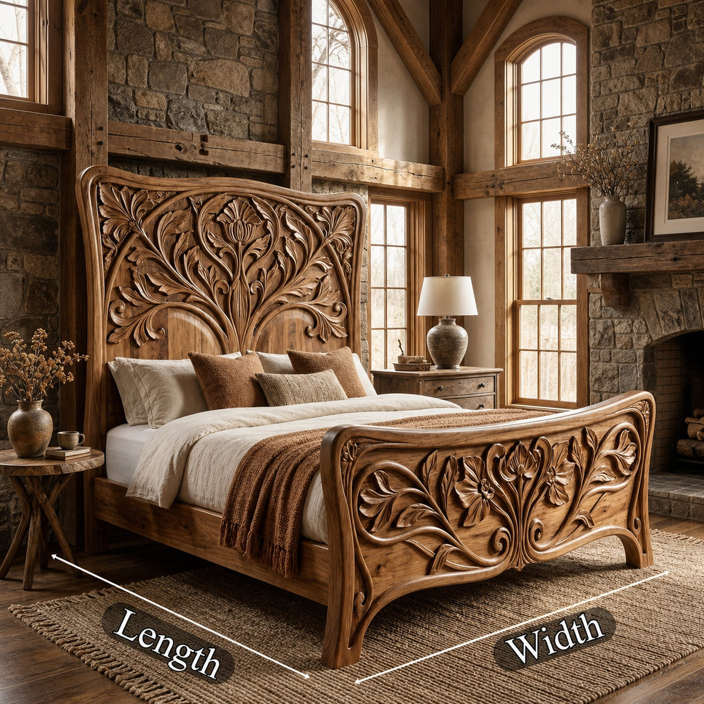 Rustic Curved Platform Bed For Bedroom Or Master Bedroom - product view 6