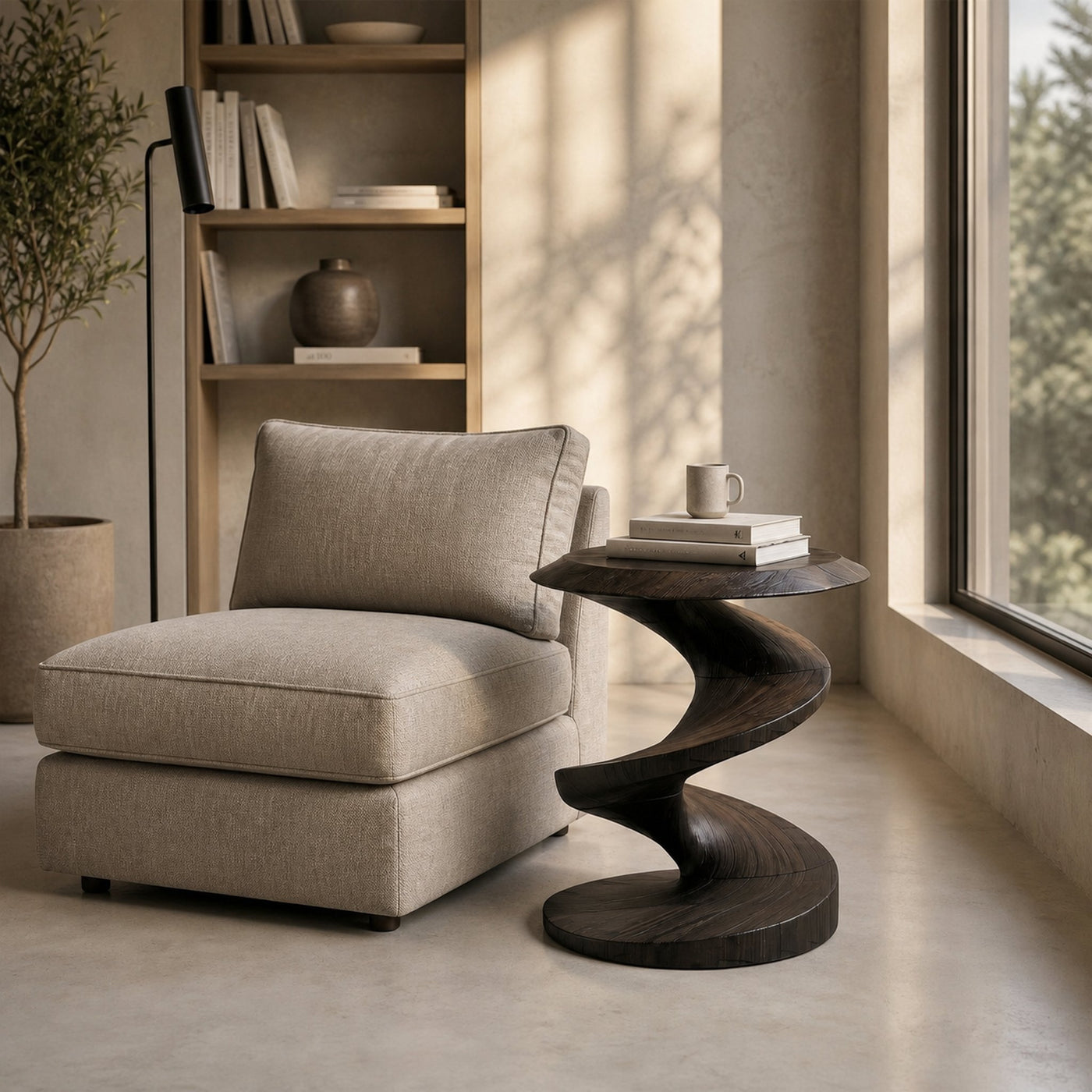 Rustic Curved Side Table For Bedroom - product view 7