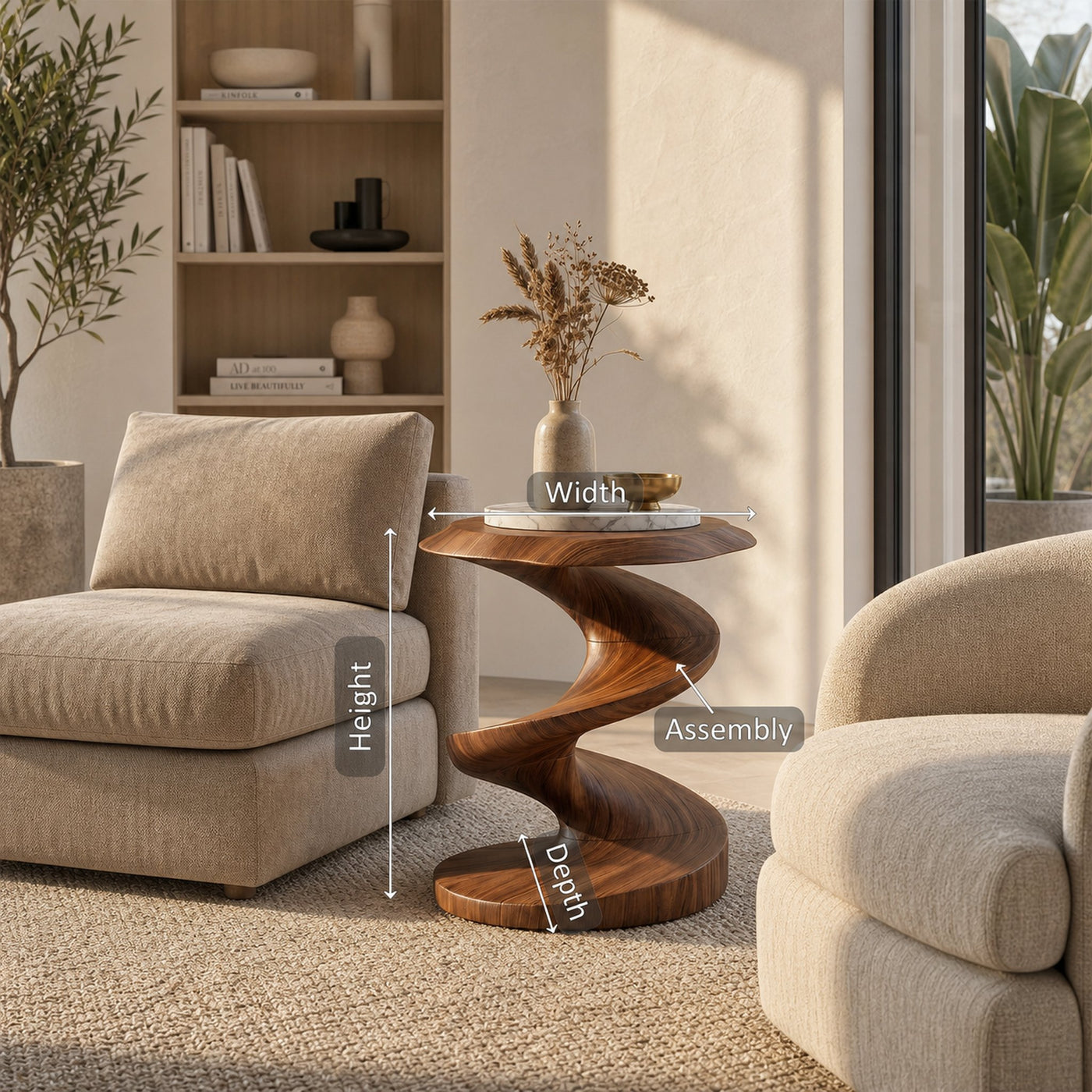 Rustic Curved Side Table For Bedroom - product view 8