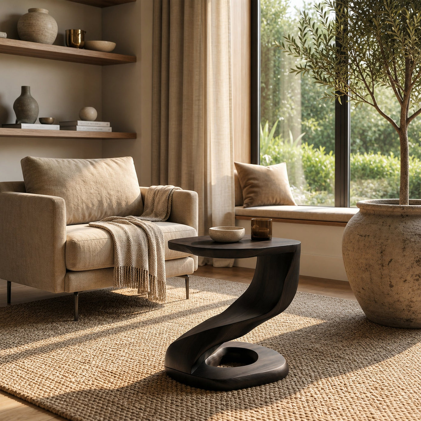 Rustic Curved Side Table For Living Room - product view 7