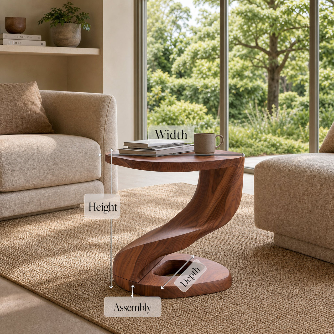 Rustic Curved Side Table For Living Room - product view 8