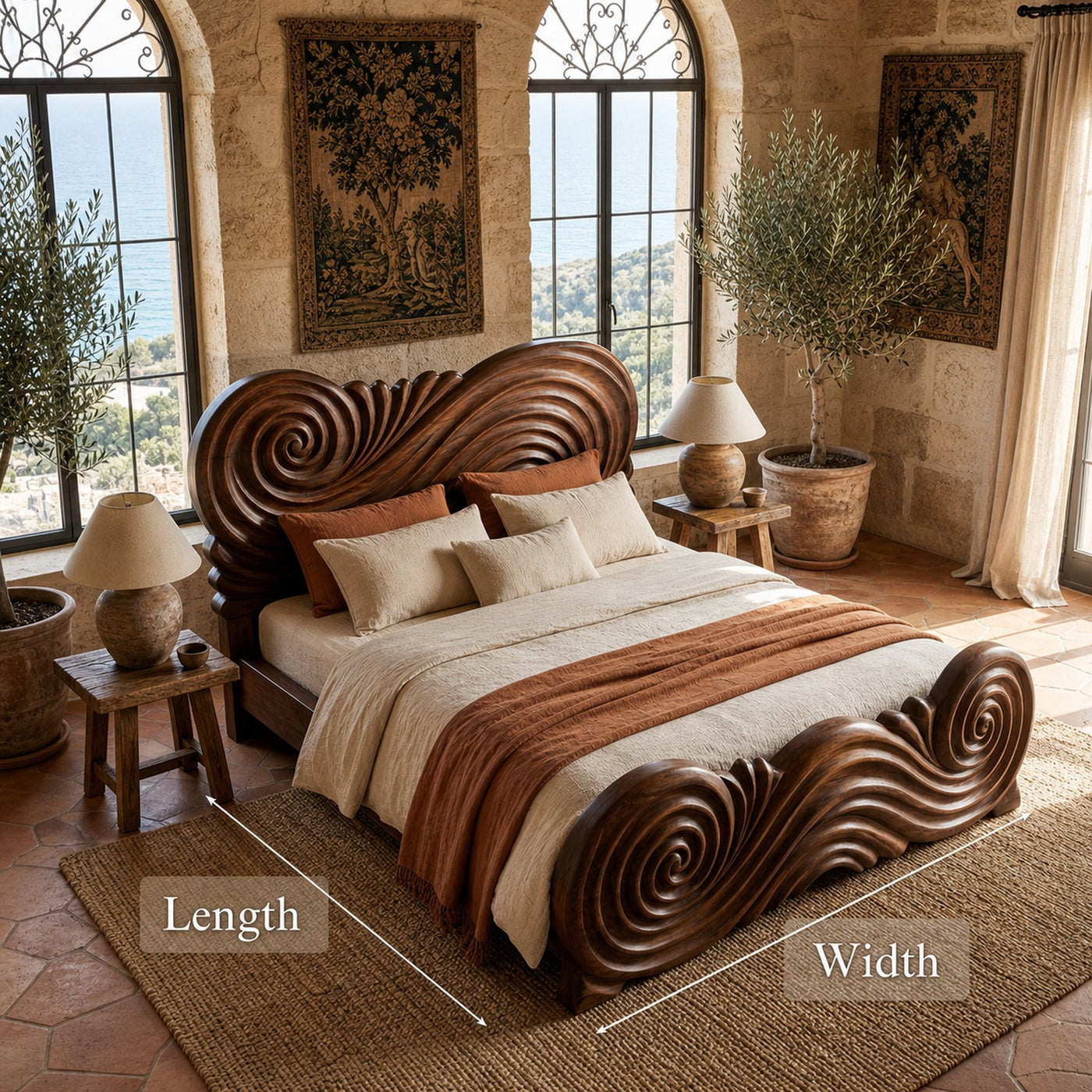 Rustic Curved Silhouette Bed Frame For Bedroom And Home Interior - product view 6