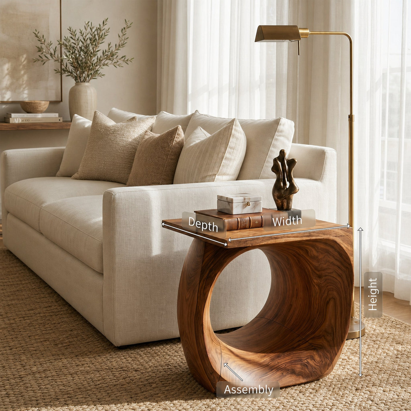 Rustic End Table For Bedroom Living Room - product view 8
