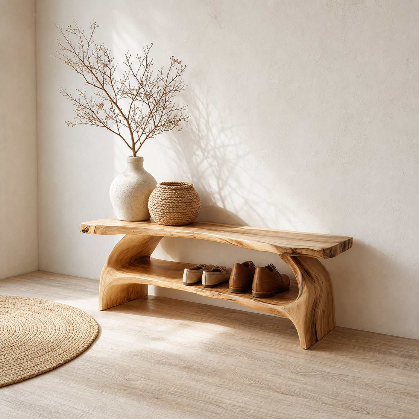 Rustic Entryway Shoe Bench Living Room