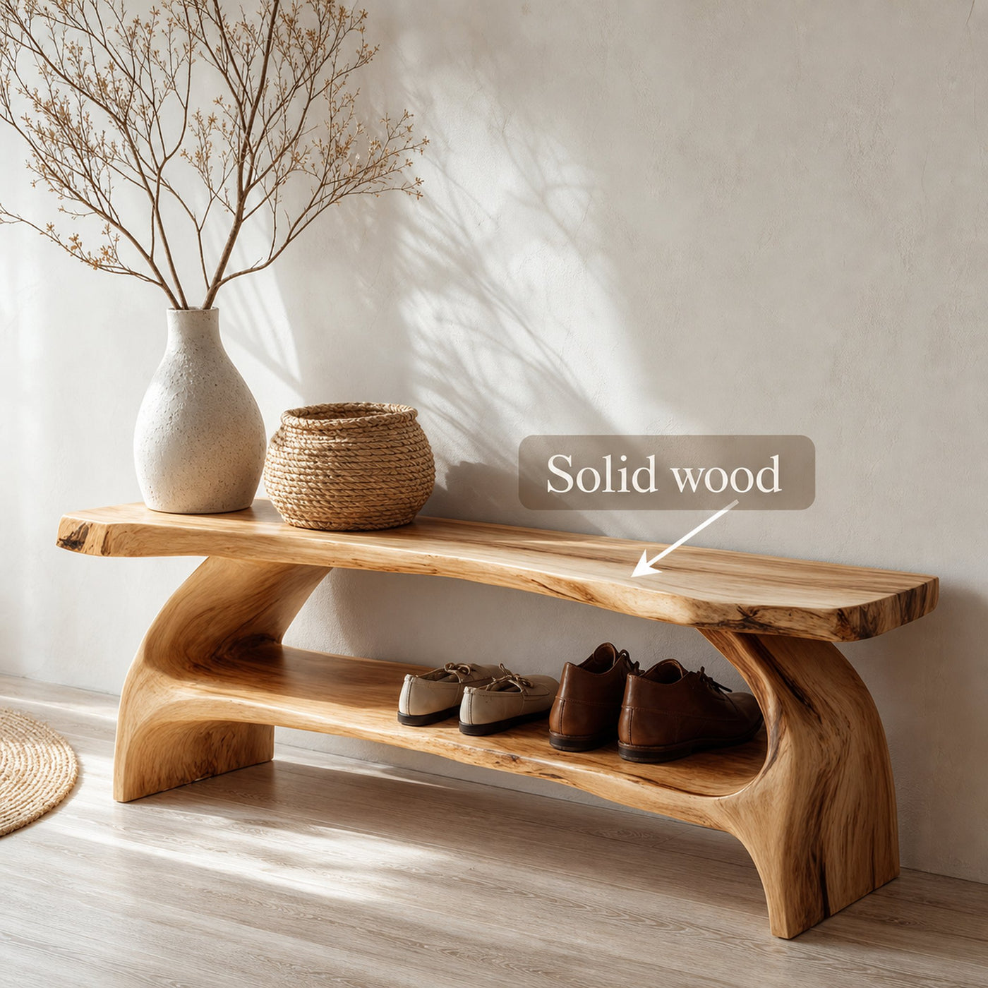 Rustic Entryway Shoe Bench Living Room - product view 6
