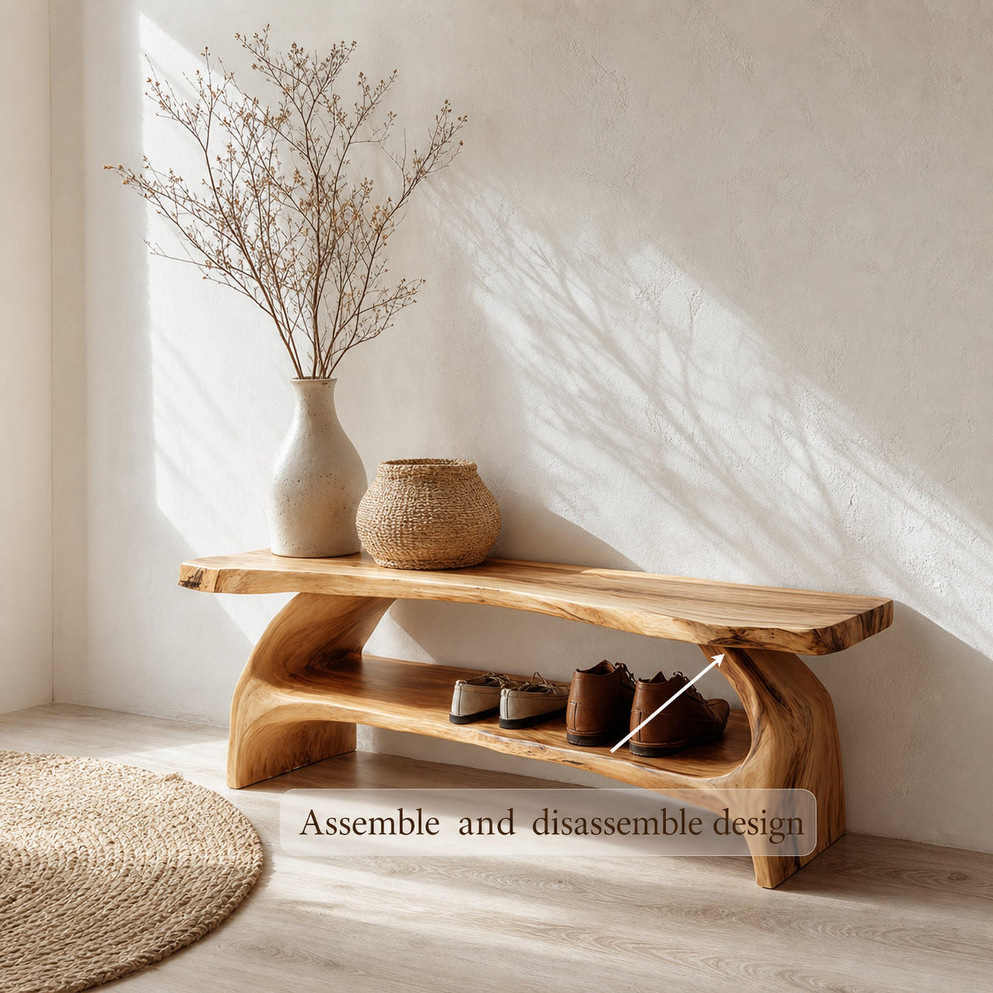 Rustic Entryway Shoe Bench Living Room - product view 7