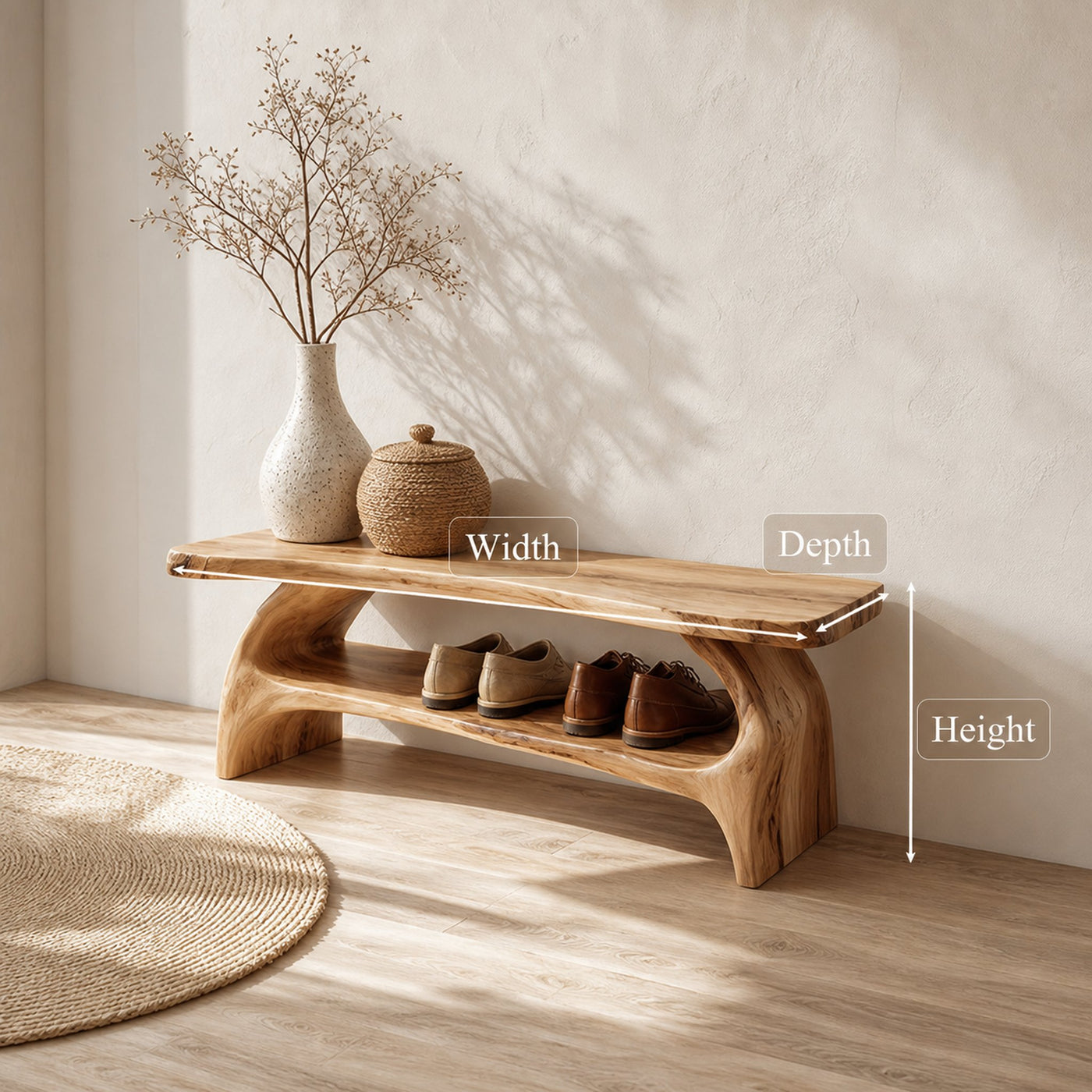 Rustic Entryway Shoe Bench Living Room - product view 8