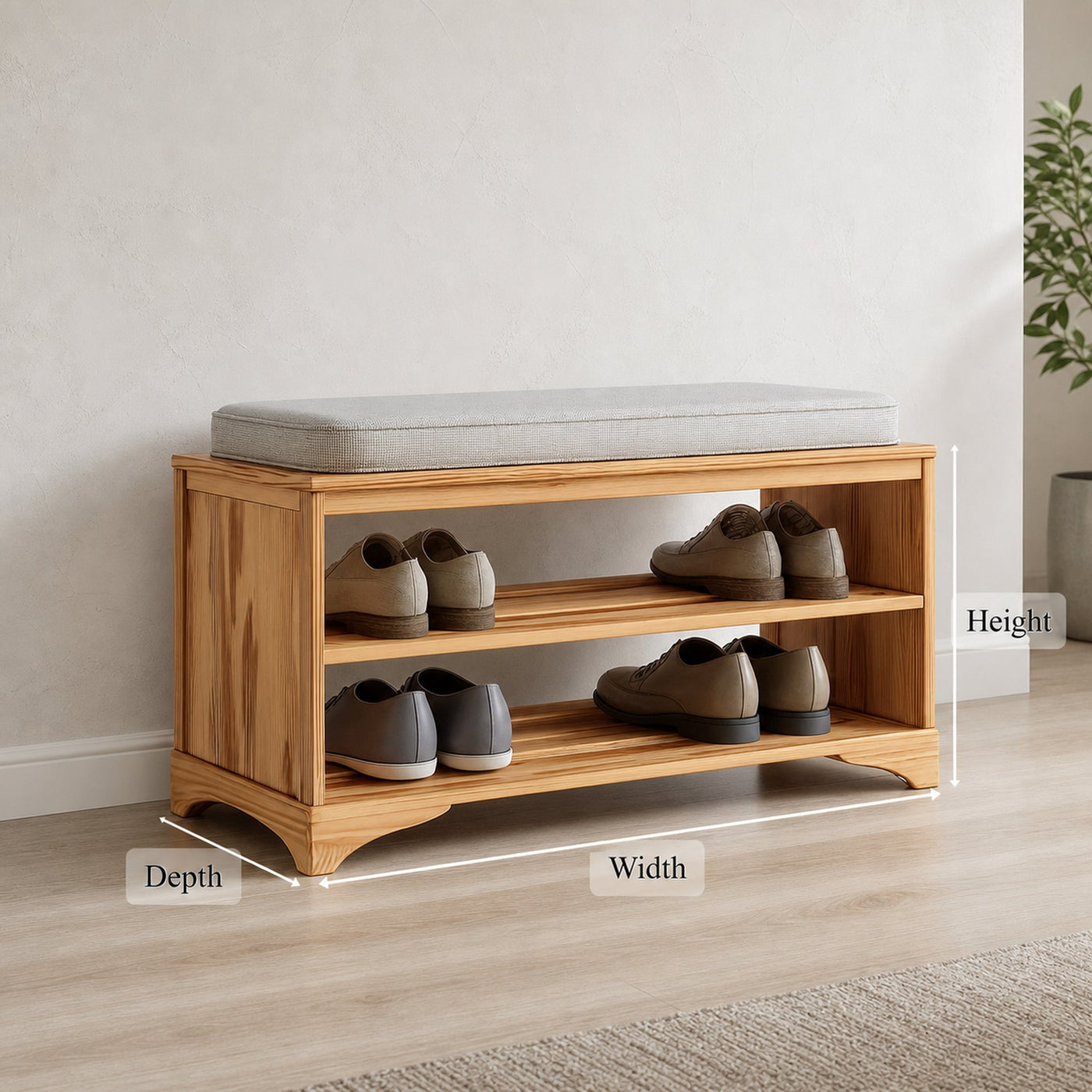 Rustic Farmhouse Shoe Rack Bench Entryway - product view 6