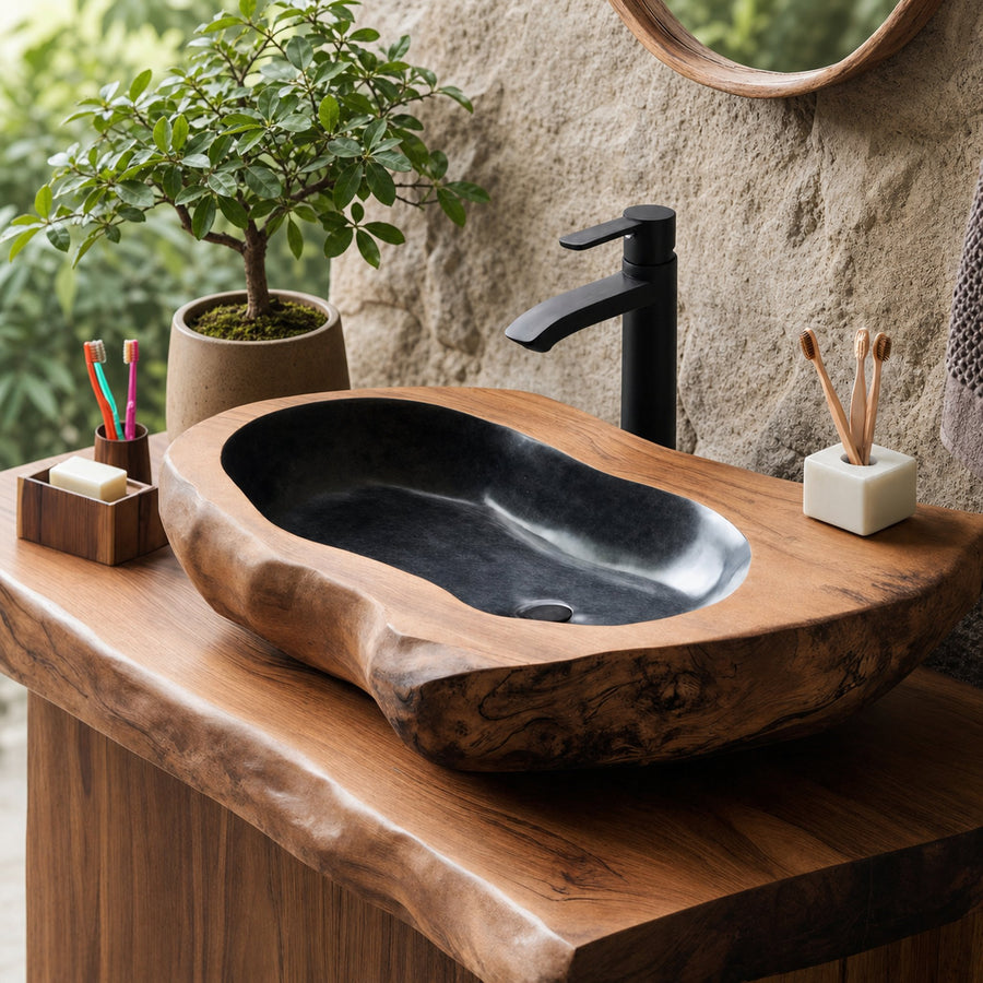 Rustic Farmhouse Solid Wood Sink For Bathroom Styling