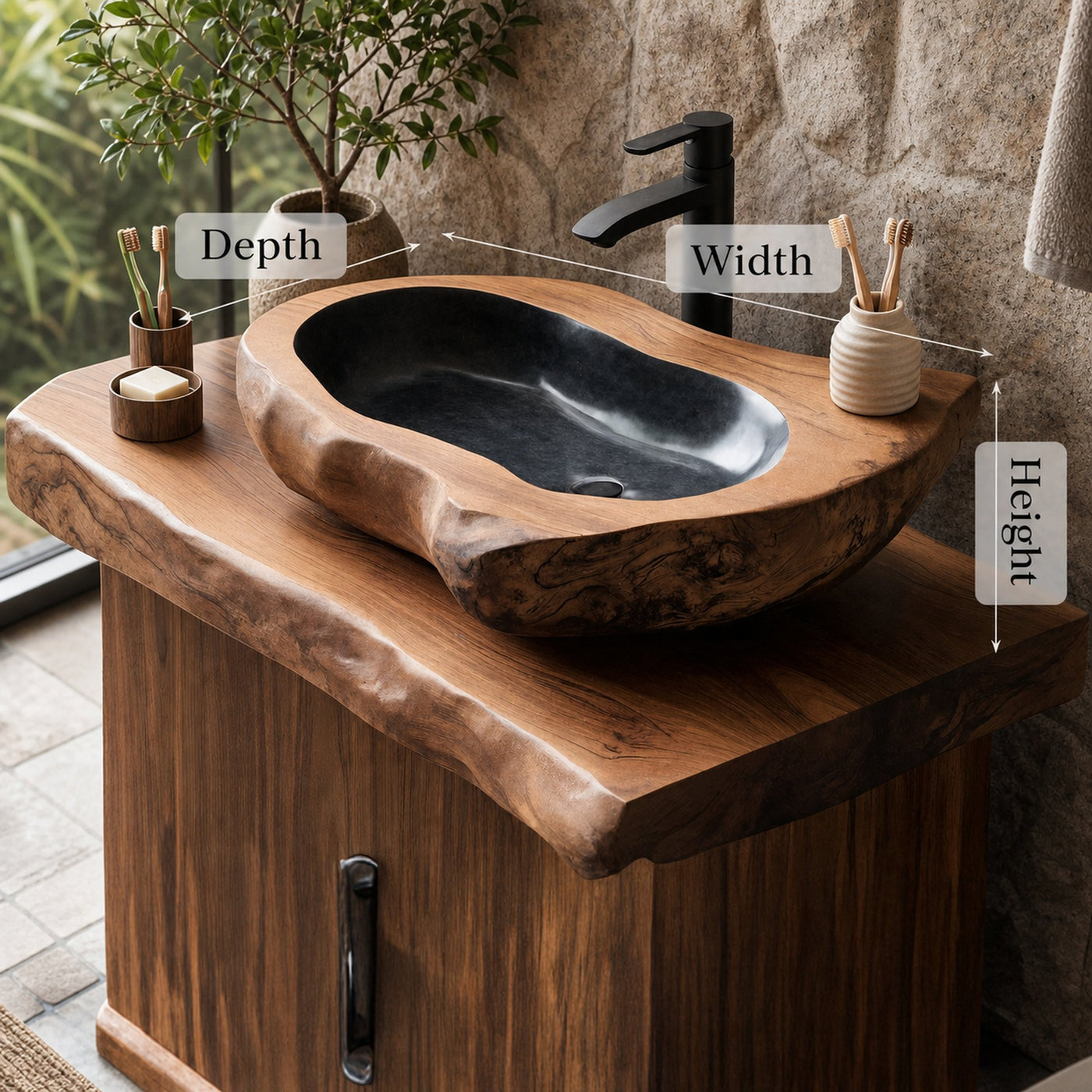 Rustic Farmhouse Solid Wood Sink For Bathroom Styling - product view 6
