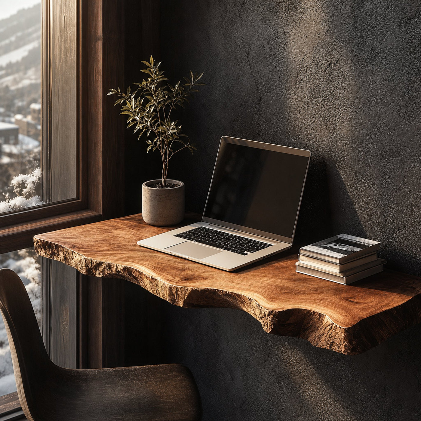Rustic Floating Desk Minimal Workspace Or Office