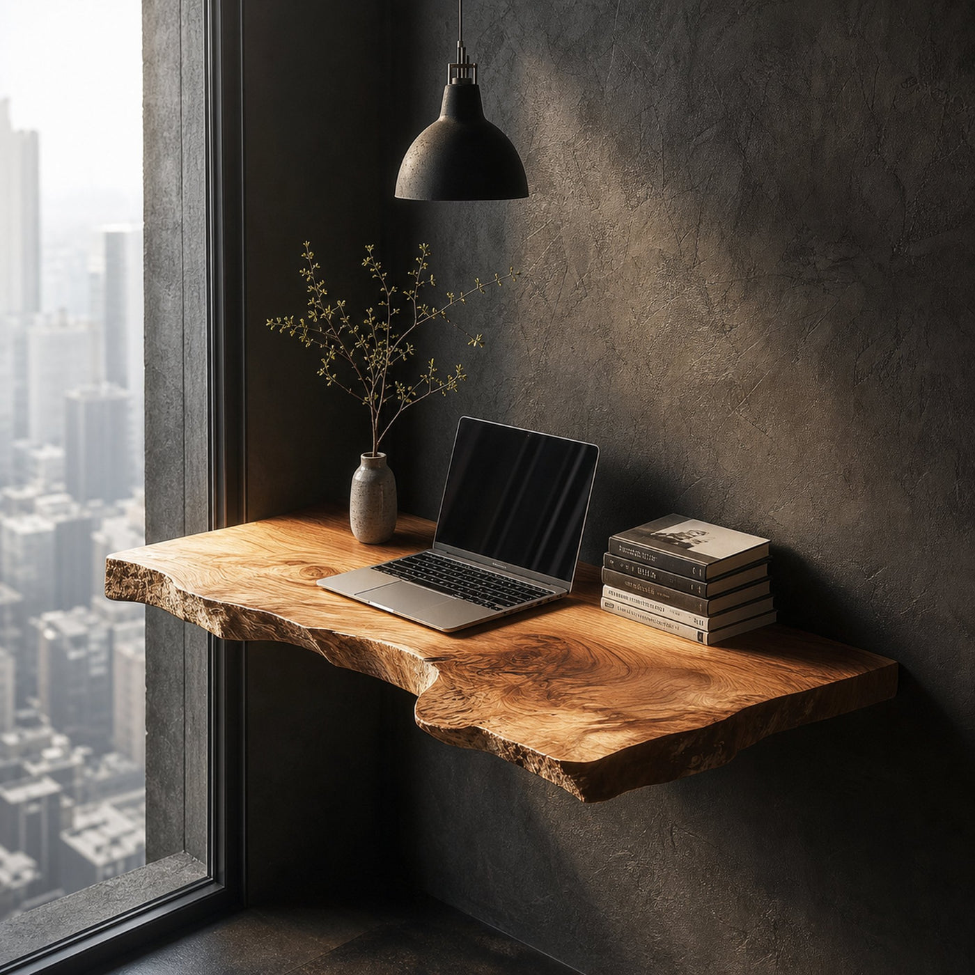 Rustic Floating Desk Workspace Or Living Room