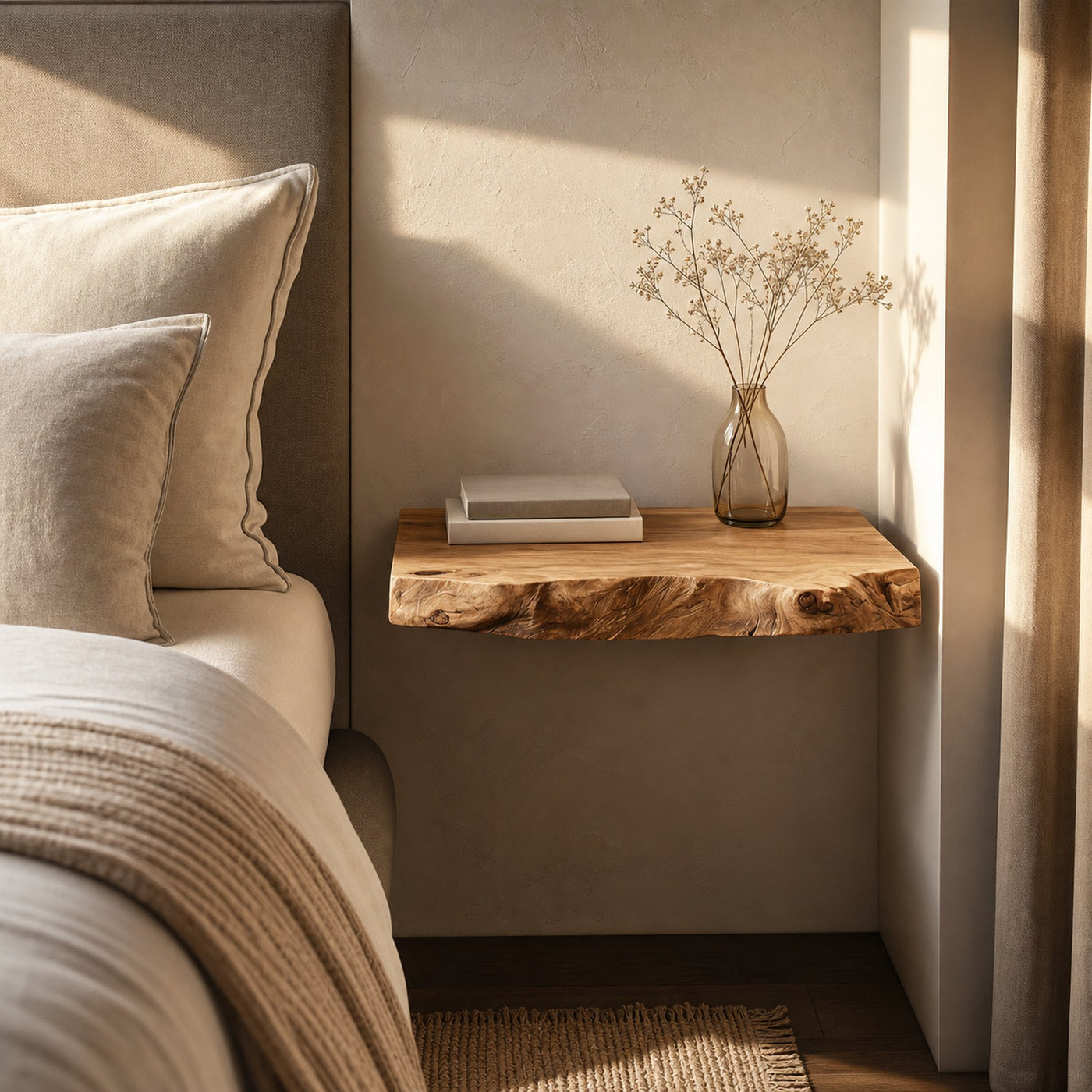 Rustic Floating Nightstand For Bedroom And Small Space