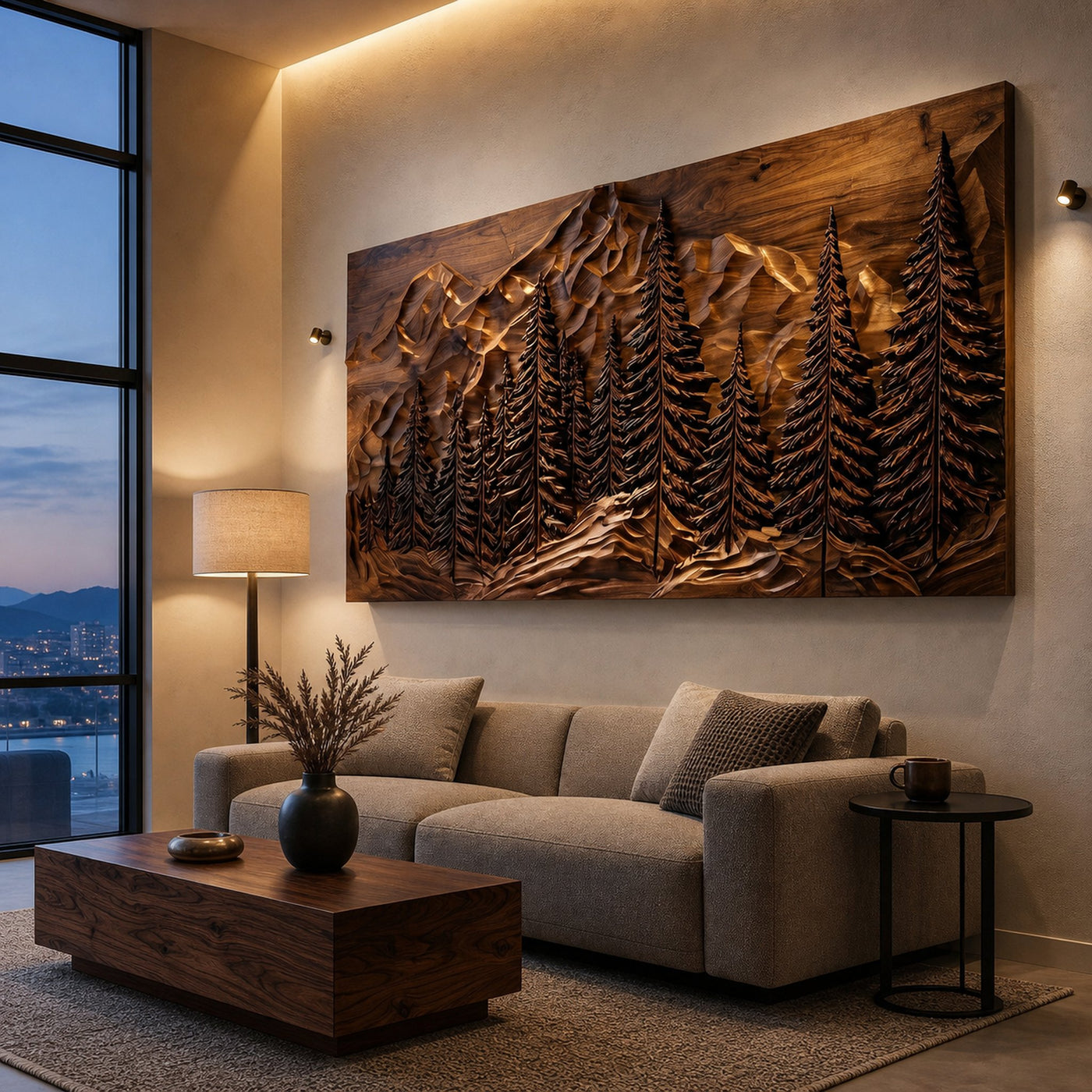 Rustic Forest Mountain Wood Wall Art For Living Room Decor - product view 6