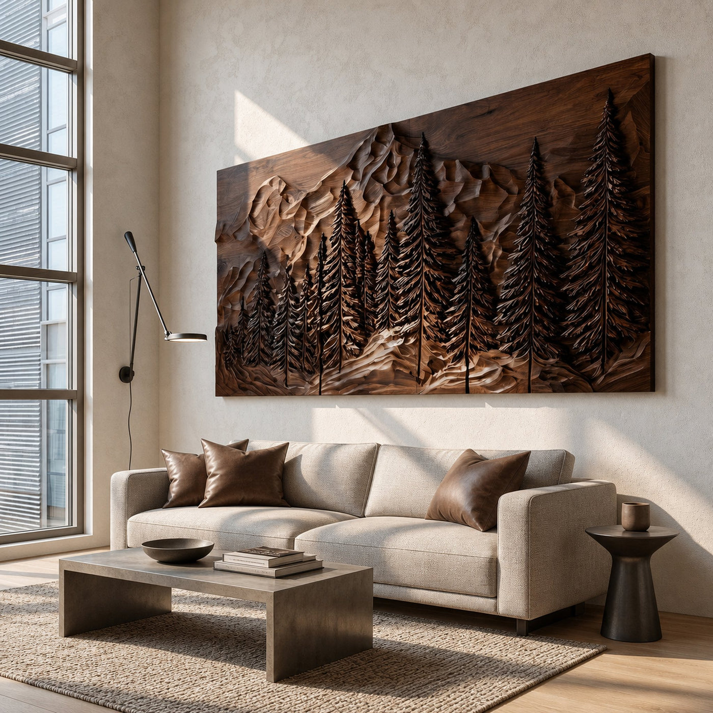 Rustic Forest Mountain Wood Wall Art For Living Room Decor - product view 7