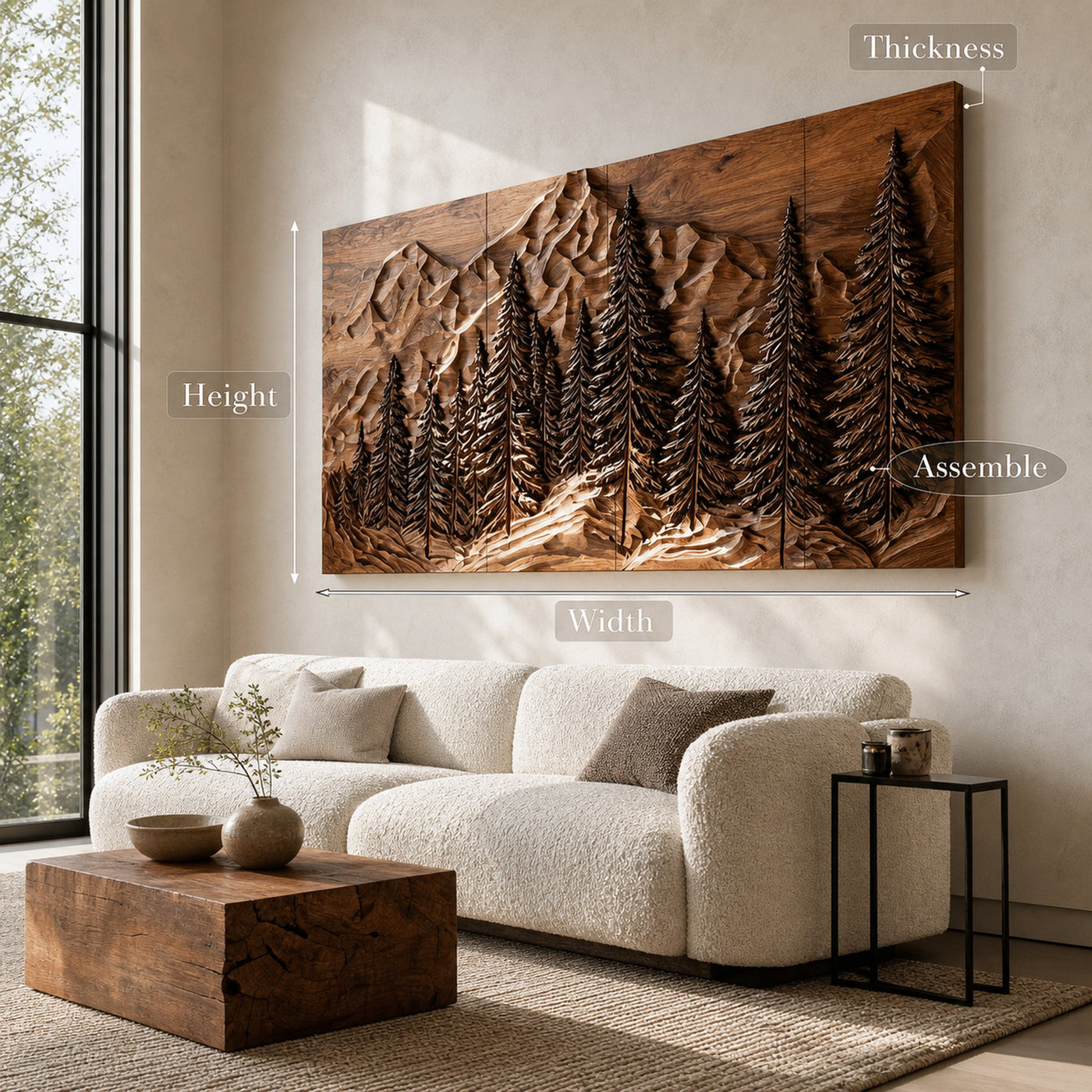 Rustic Forest Mountain Wood Wall Art For Living Room Decor - product view 8
