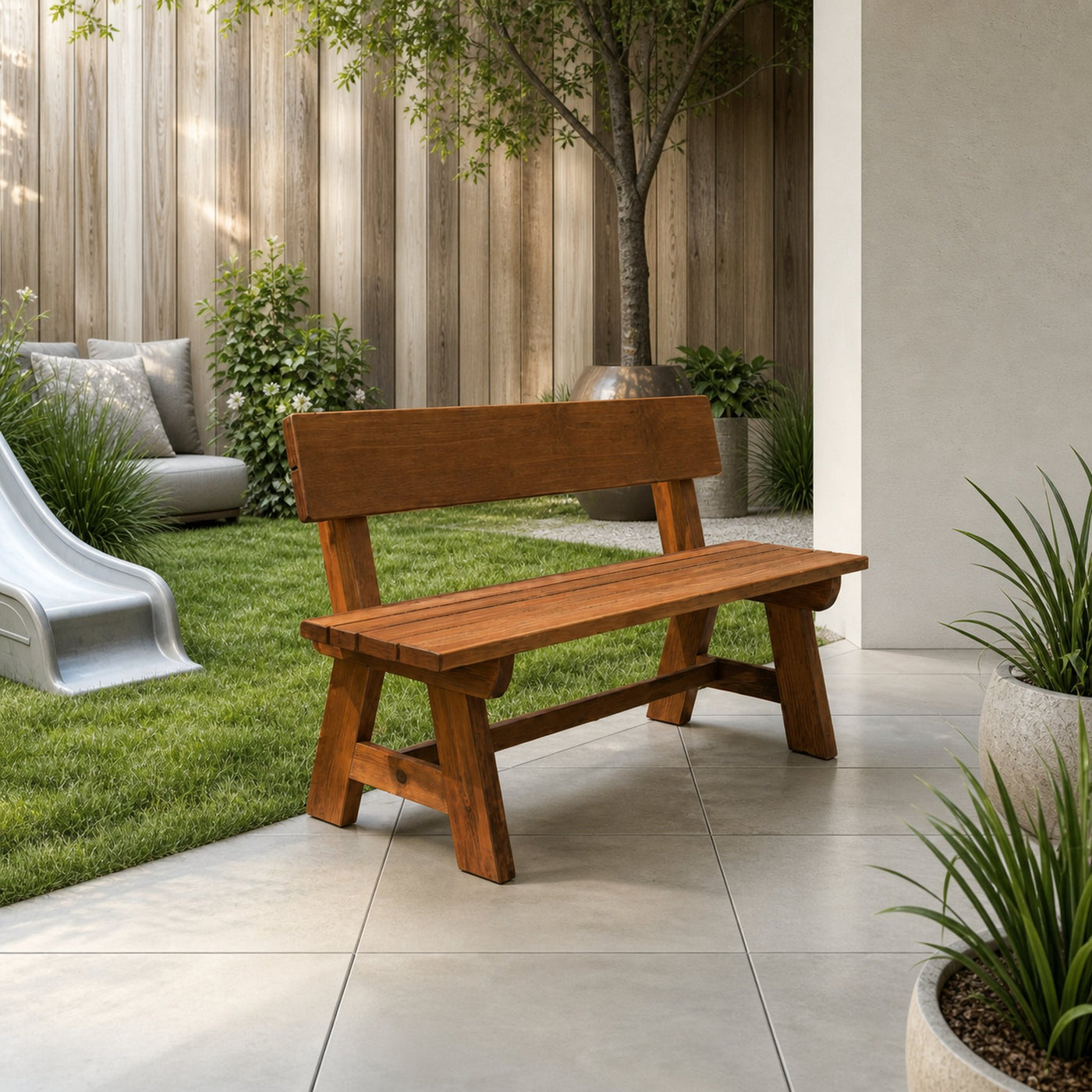 Rustic Garden Bench With Backrest For Patio Or Porch - product view 6