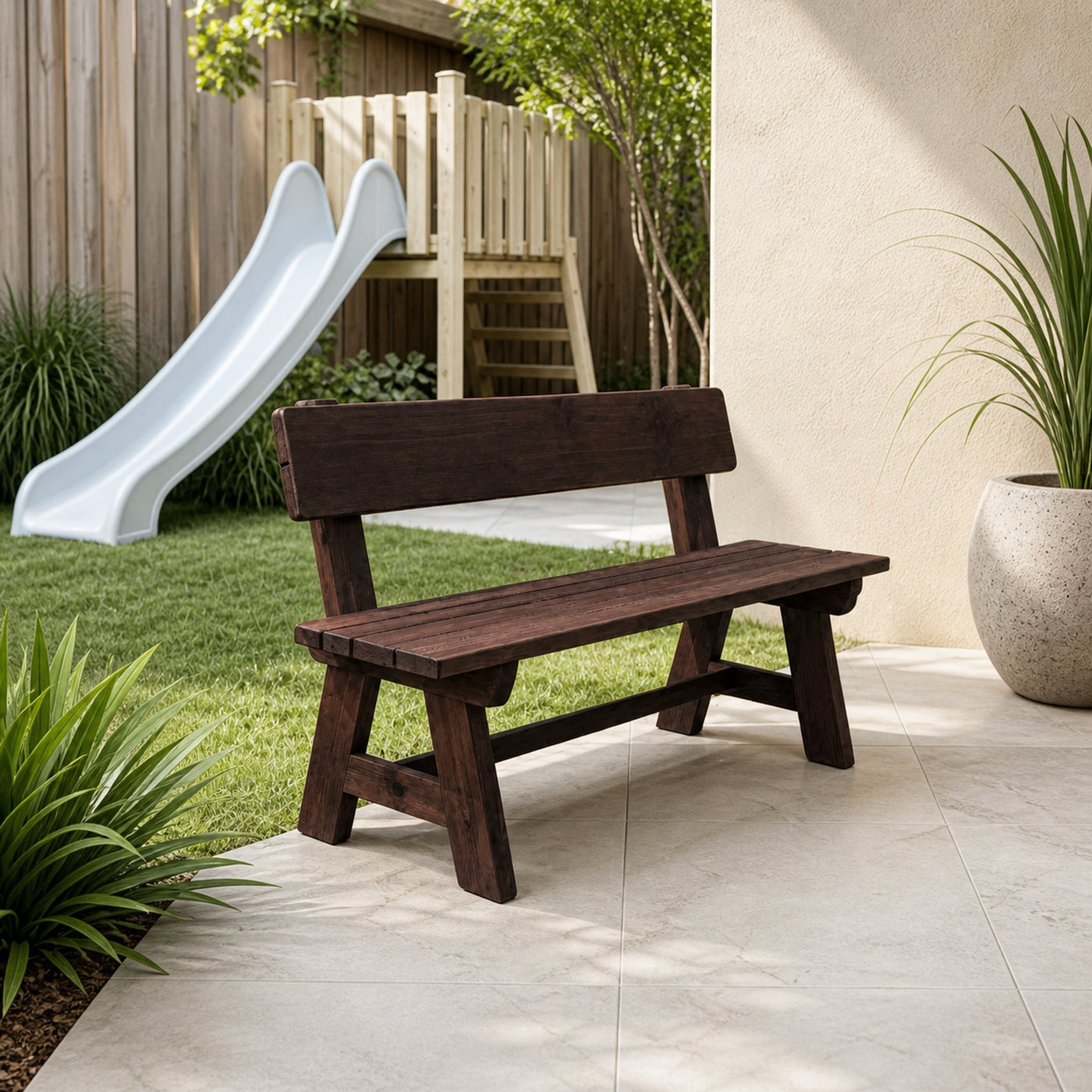 Rustic Garden Bench With Backrest For Patio Or Porch - product view 7