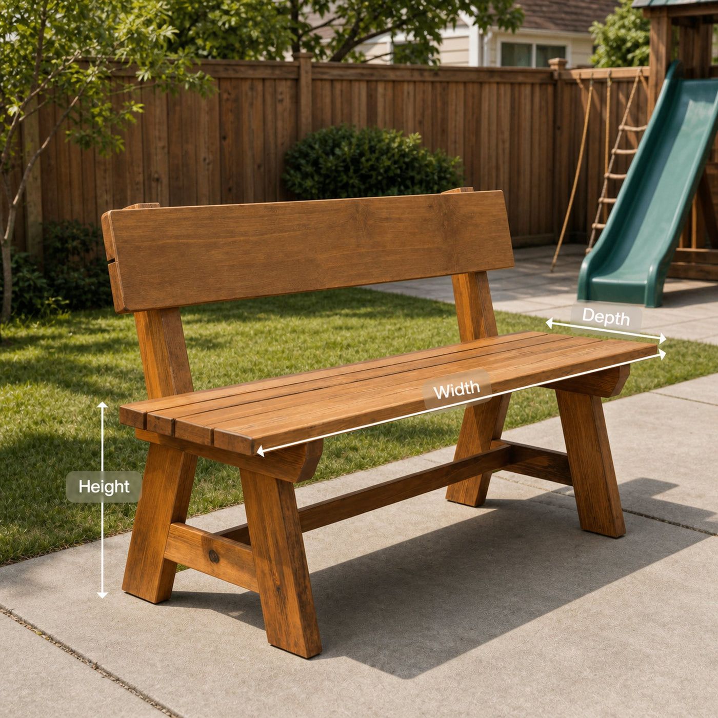 Rustic Garden Bench With Backrest For Patio Or Porch - product view 8