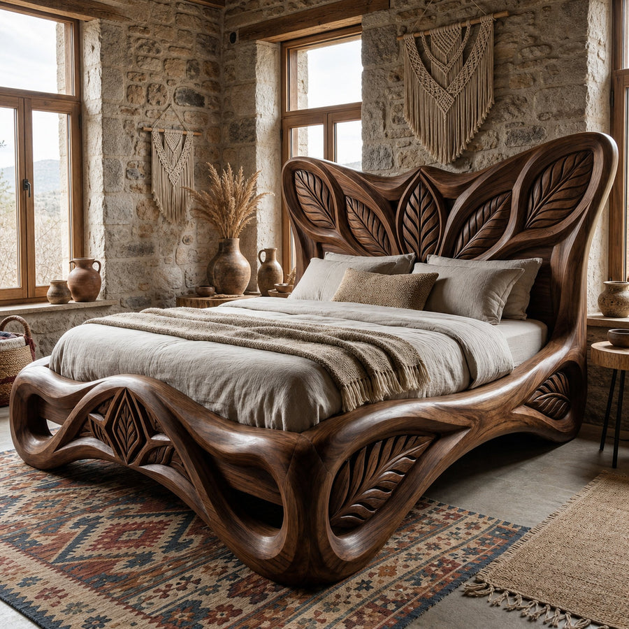 Rustic Handcrafted Style Bed Frame For Bedroom And Sleeping Space