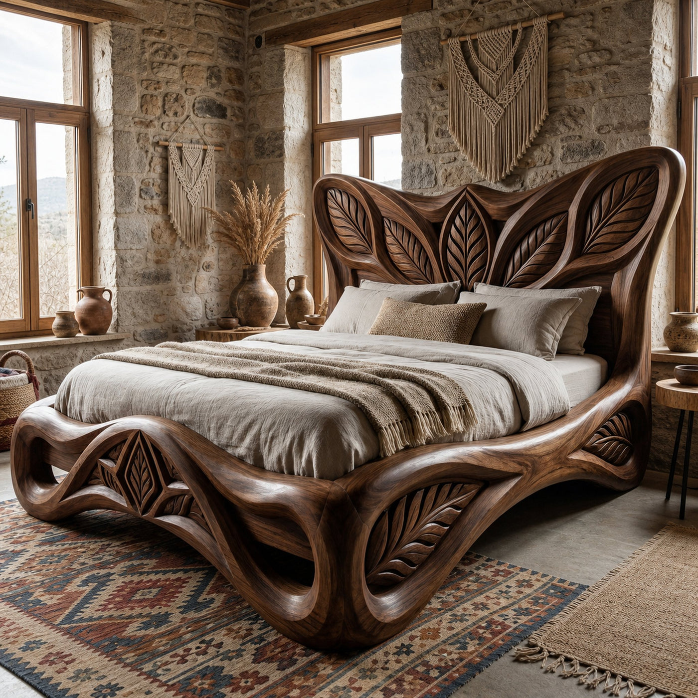 Rustic Handcrafted Style Bed Frame For Bedroom And Sleeping Space