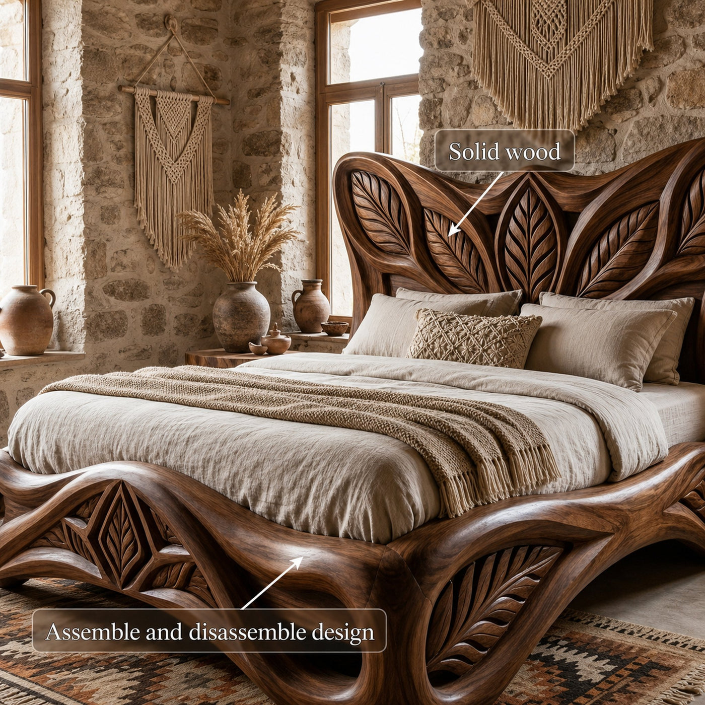 Rustic Handcrafted Style Bed Frame For Bedroom And Sleeping Space - product view 6