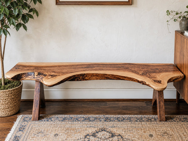 Rustic Handcrafted Wood Bench For Living Room Or Entryway