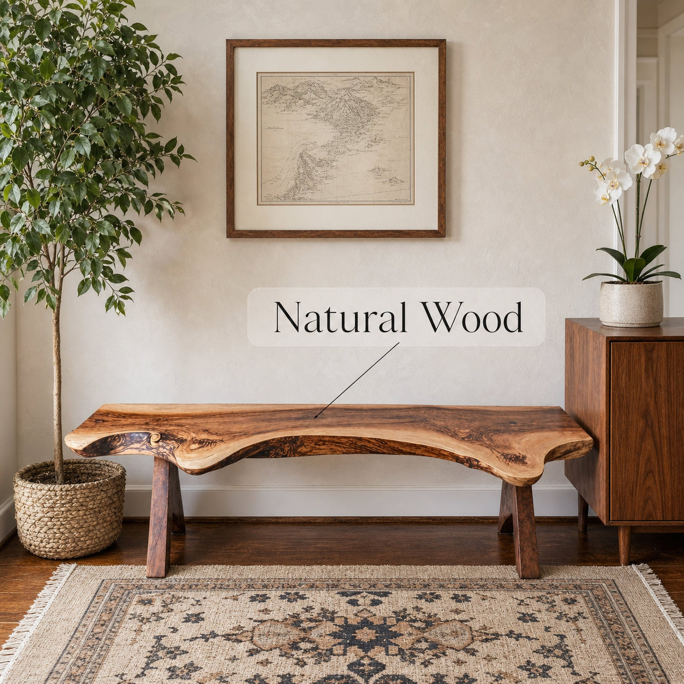 Rustic Handcrafted Wood Bench For Living Room Or Entryway - product view 6