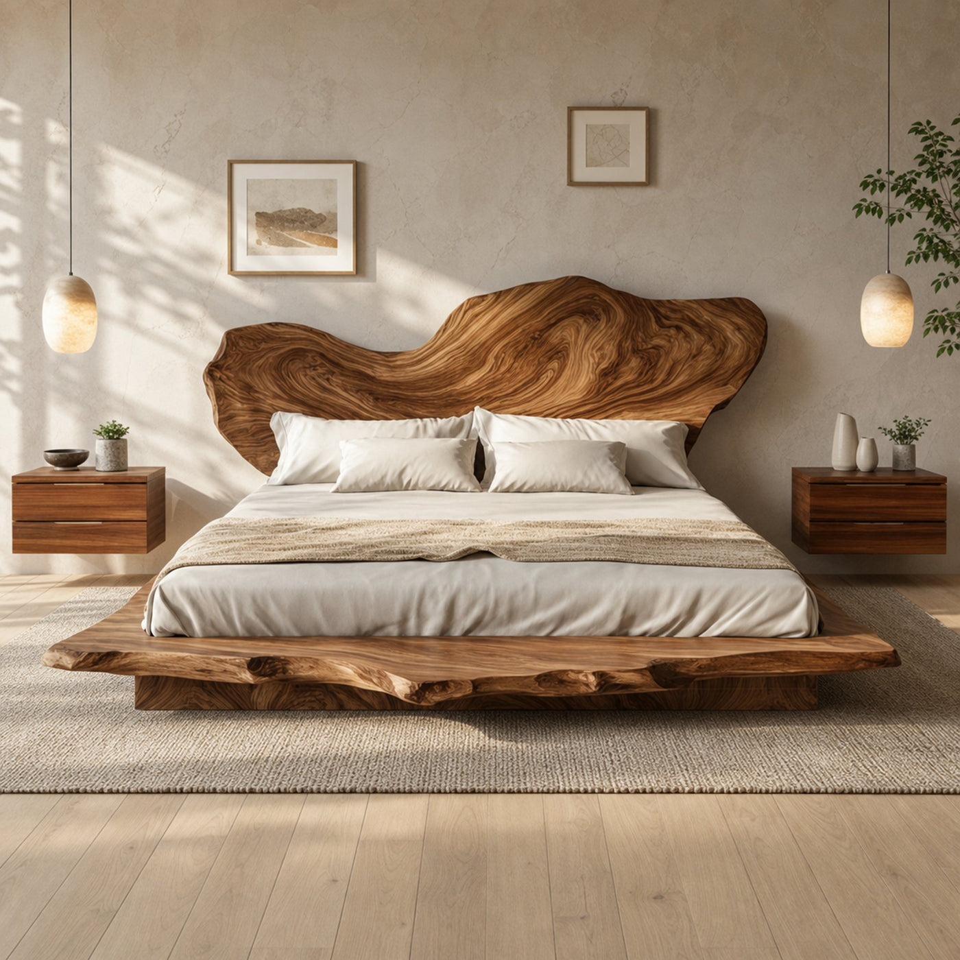 Rustic Handcrafted Wooden Bed Bedroom