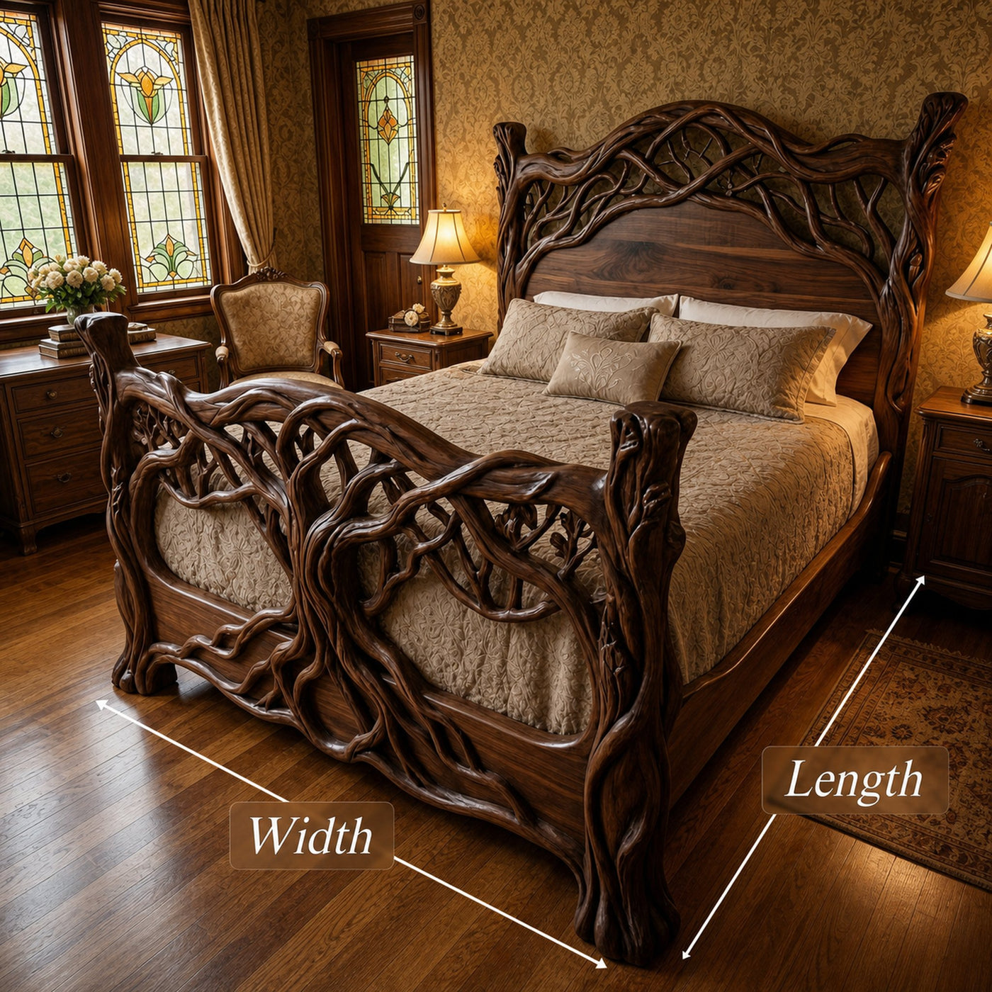 Rustic King Bed Frame For Bedroom Or Master Suite - product view 6