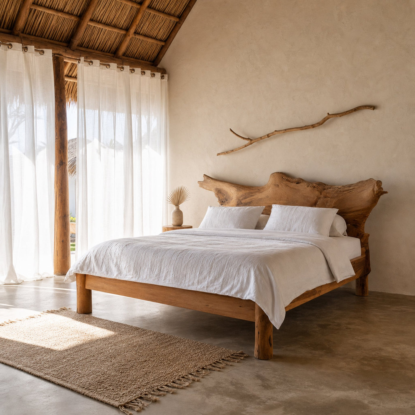 Rustic Live Edge Bed Modern Seaside Bedroom