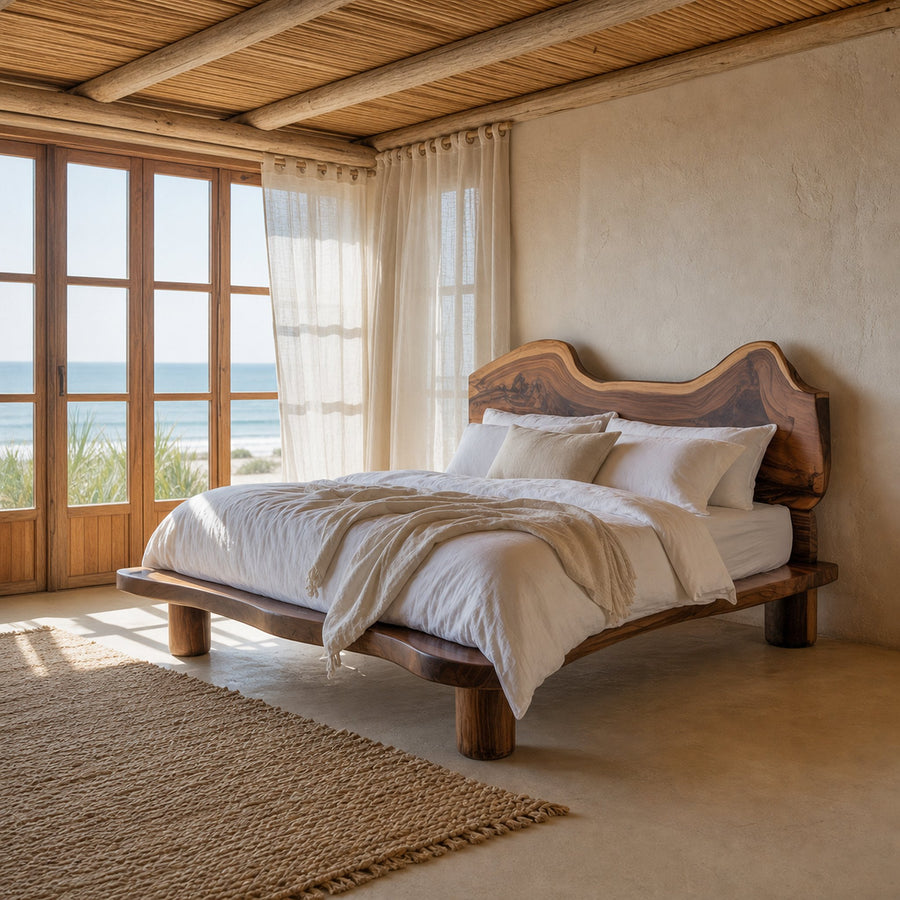 Rustic Live Edge Bed Organic Coastal Bedroom