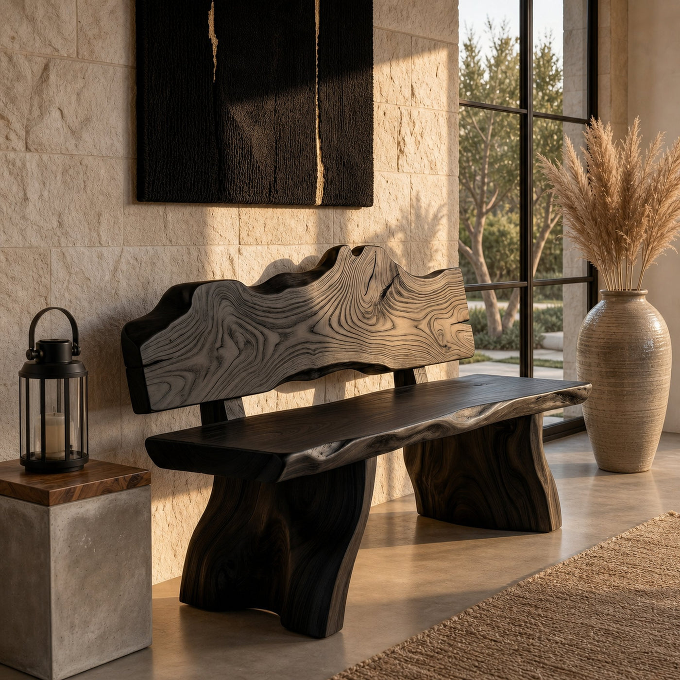 Rustic Live Edge Bench Contemporary Foyer - product view 7
