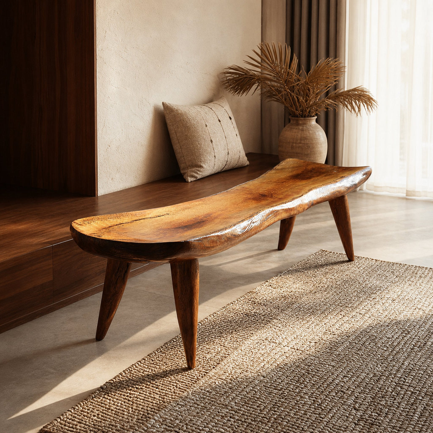 Rustic Live Edge Bench Entryway Hallway Accent Furniture