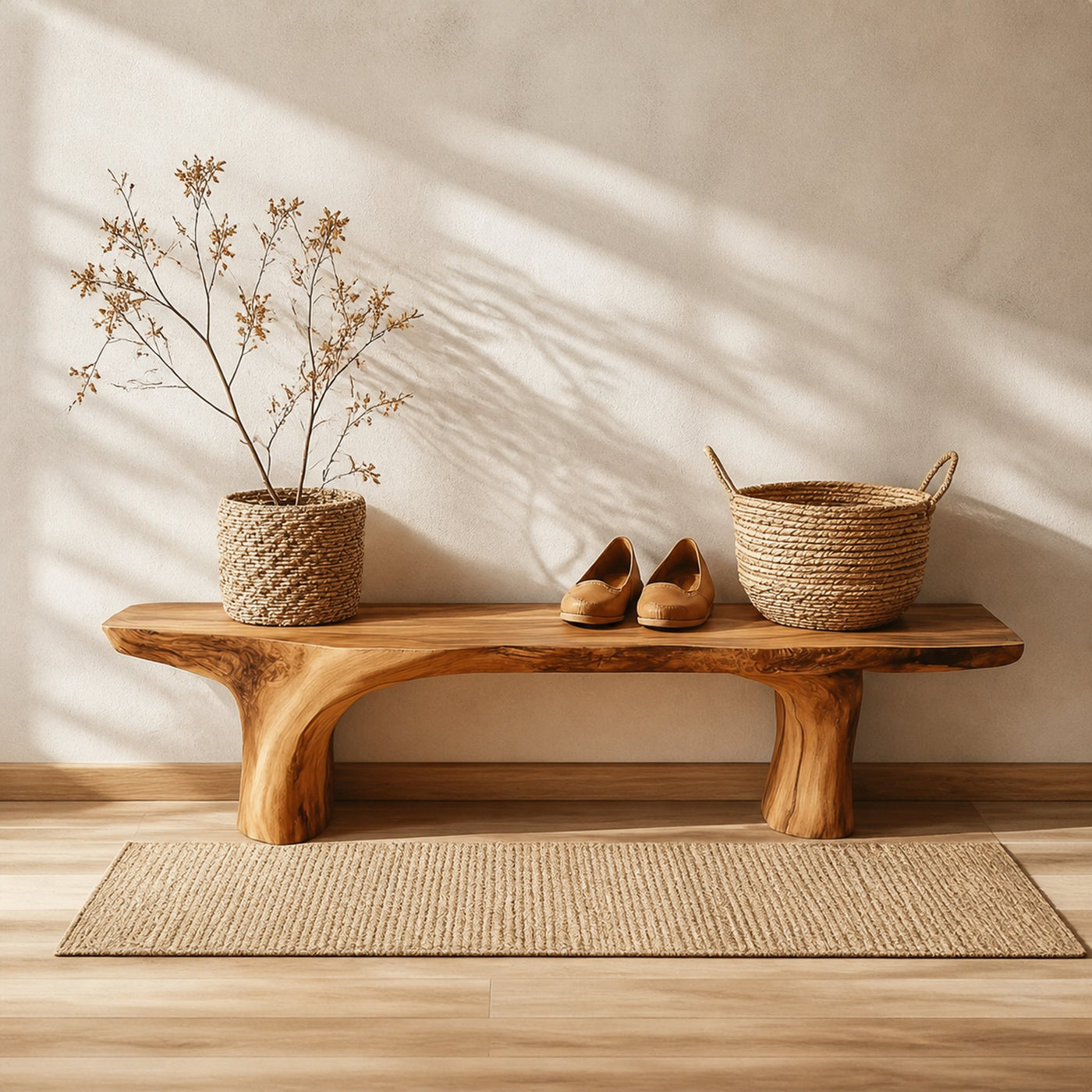 Rustic Live Edge Bench Living Room Entryway Furniture