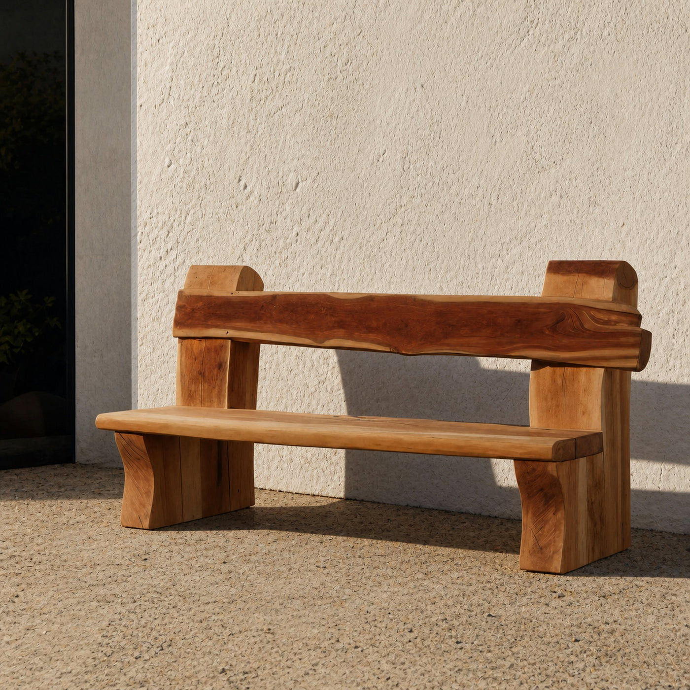 Rustic Live Edge Bench With Natural Finish For Yard Or Porch