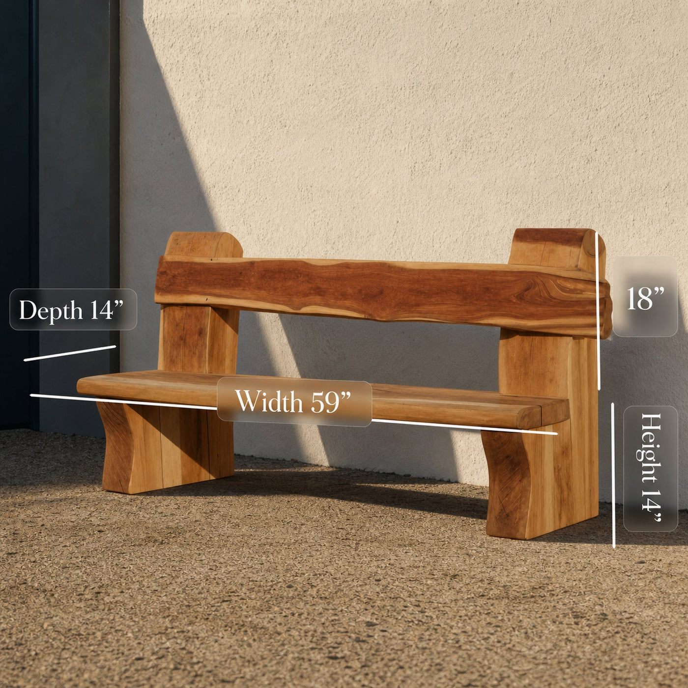Rustic Live Edge Bench With Natural Finish For Yard Or Porch - product view 6