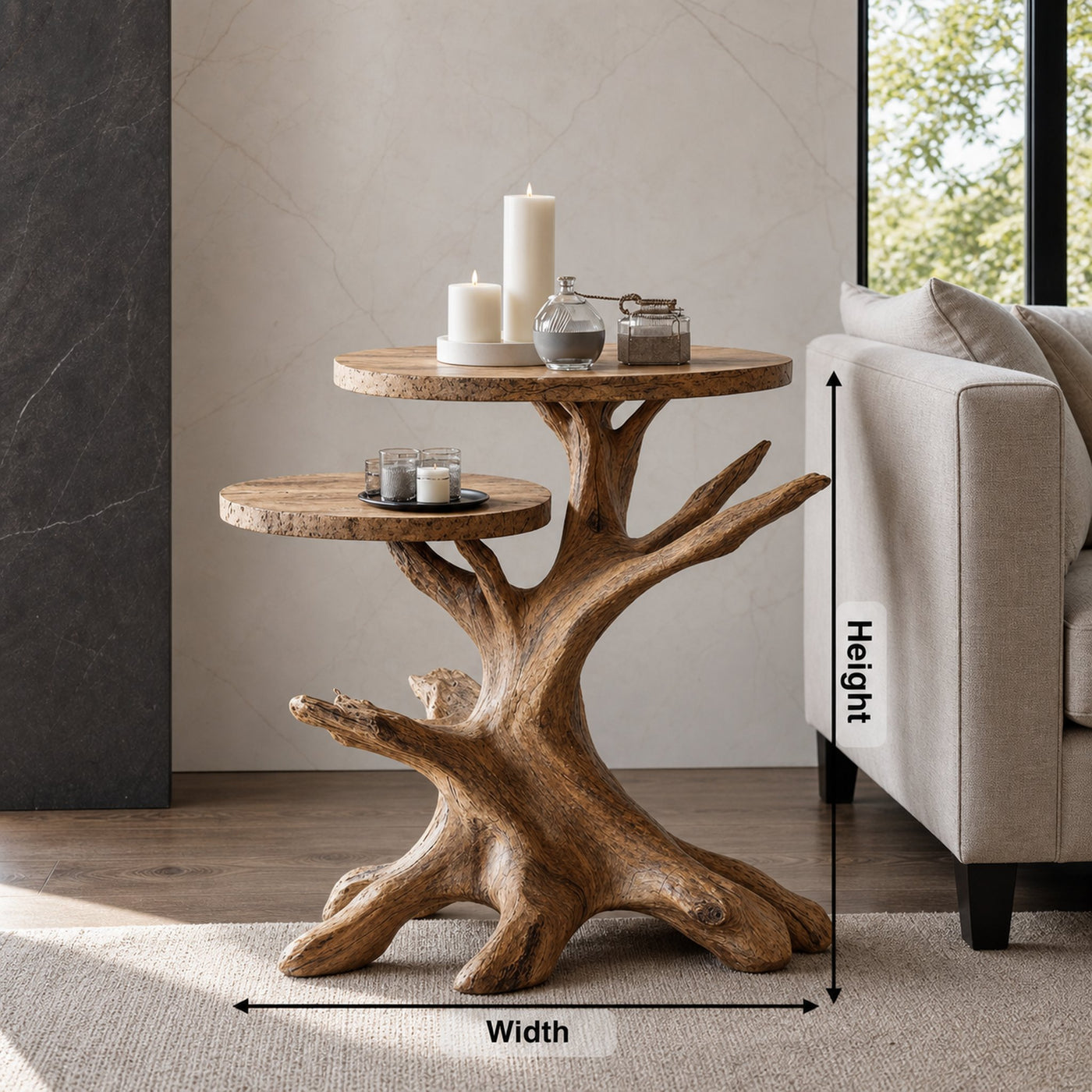 Rustic Live Edge End Table Entryway Design - product view 8