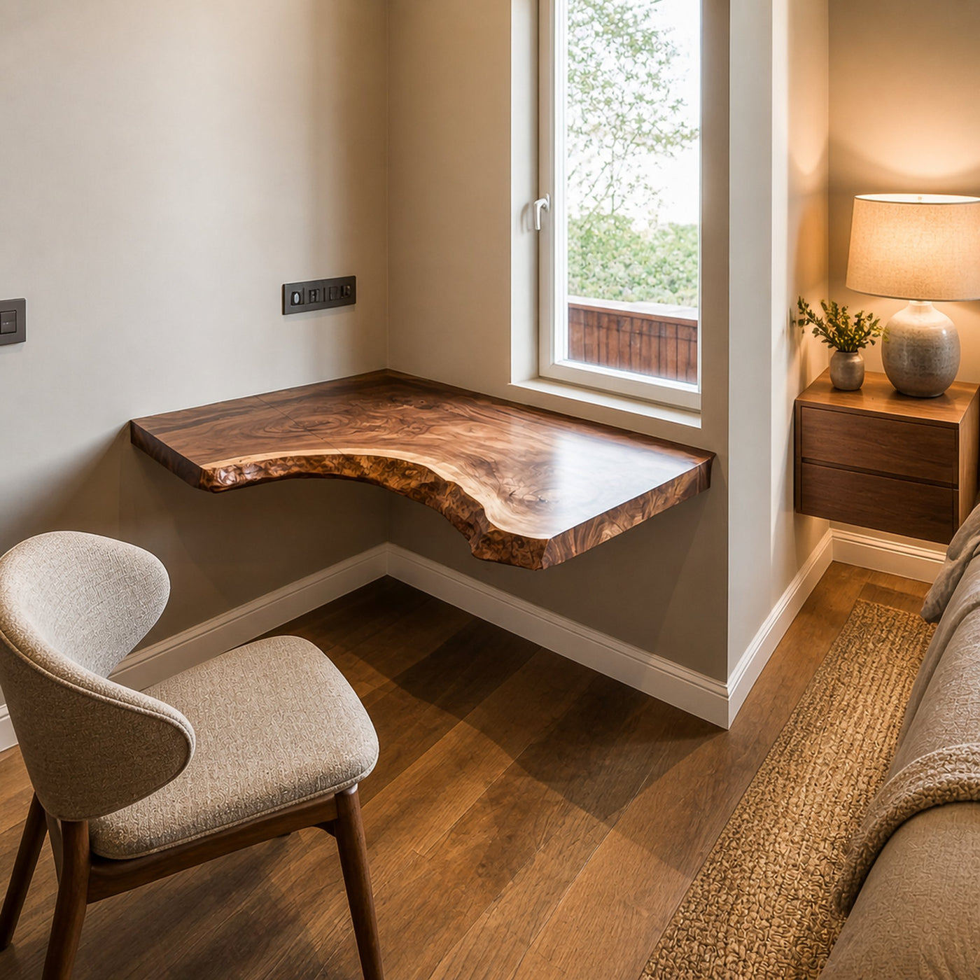Rustic Live Edge Floating Desk Home Office Or Bedroom