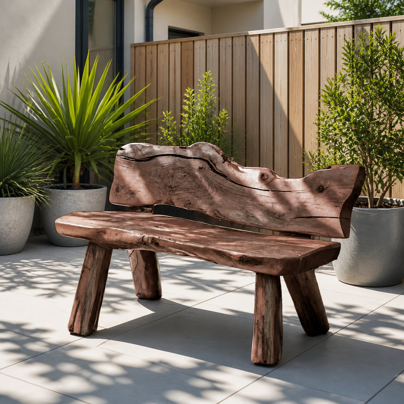 Rustic Live Edge Garden Bench For Patio Backyard And Forest Cabin - product view 7