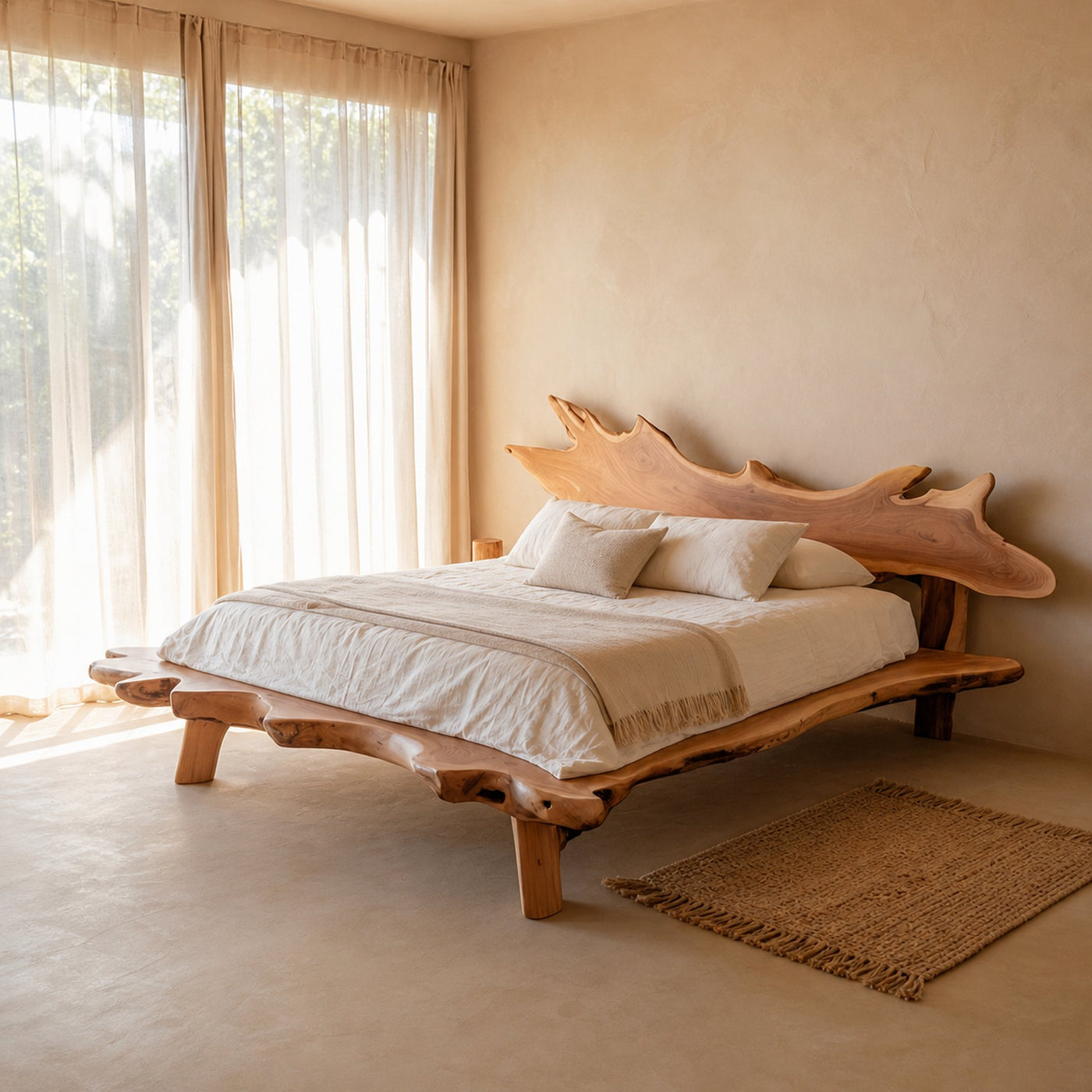 Rustic Live Edge Platform Bed Organic Modern Home