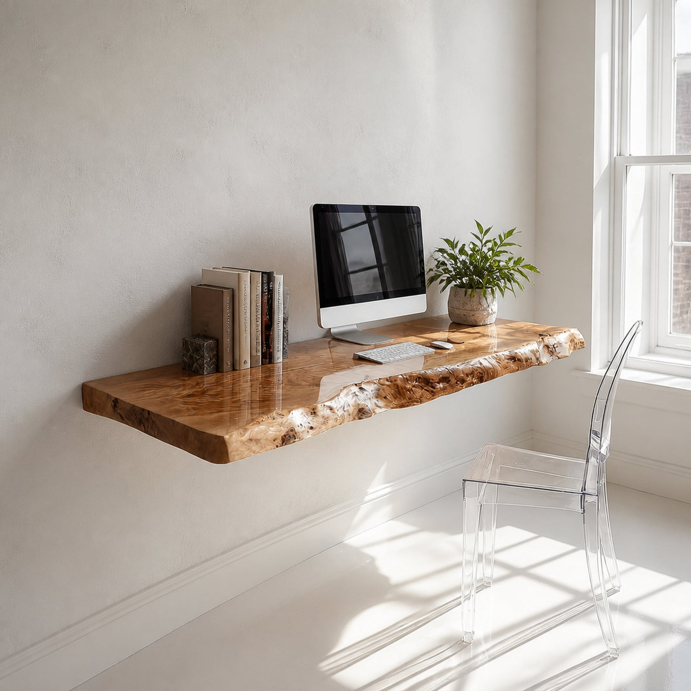 Rustic Live Edge Wall Mounted Desk Office Or Living Room