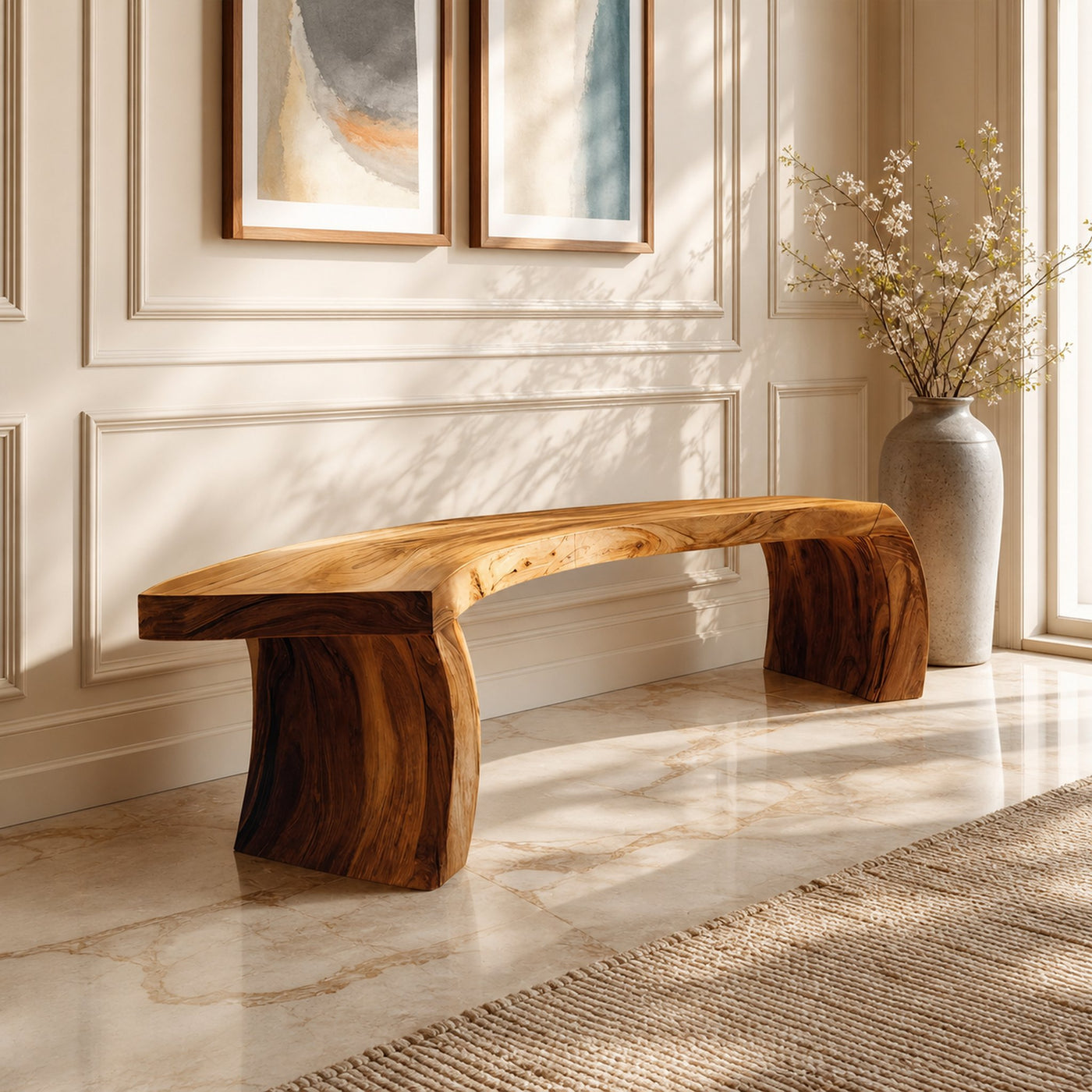 Rustic Live Edge Wood Bench For Entryway Accent Furniture