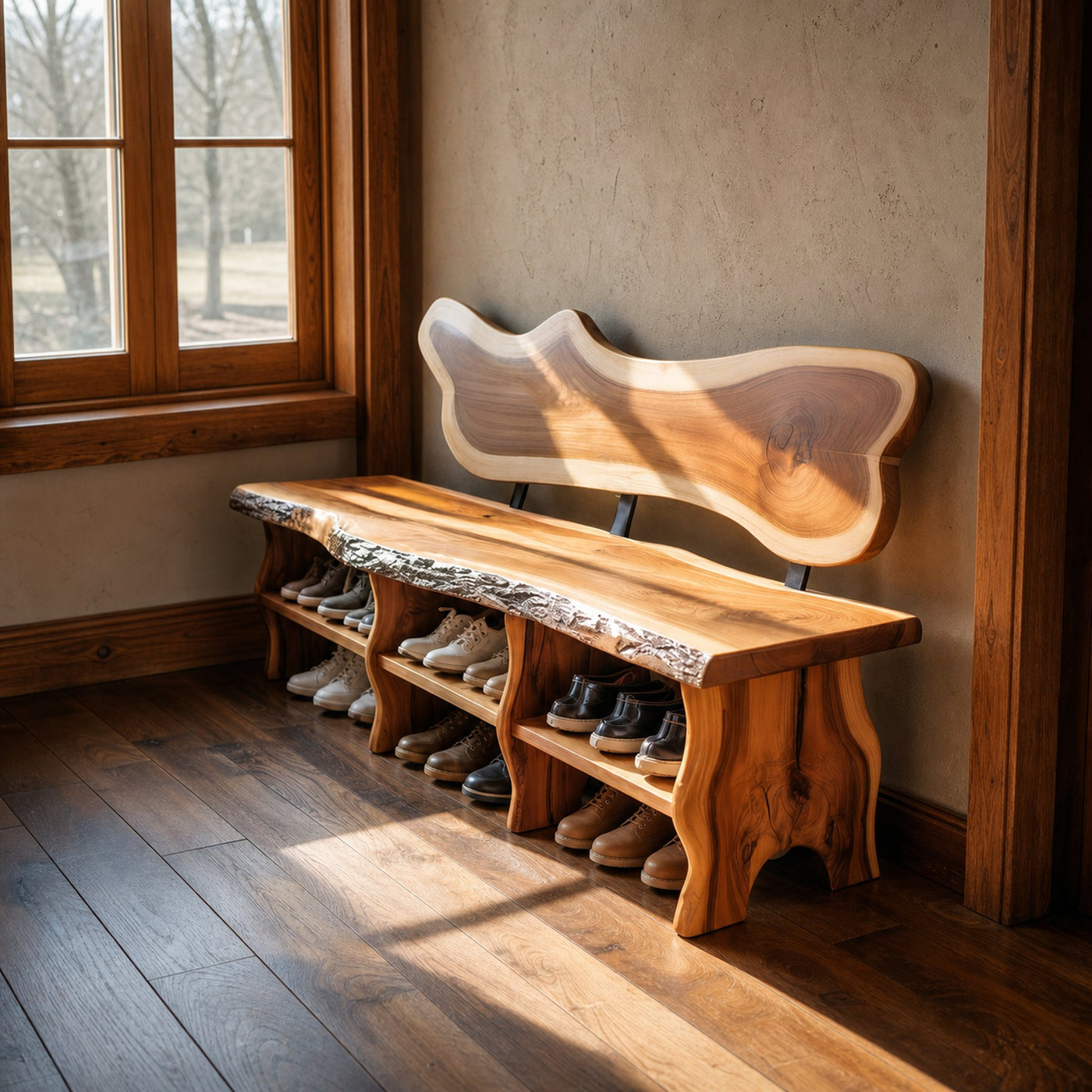 Rustic Live Form Shoe Rack Entryway And Reading Room
