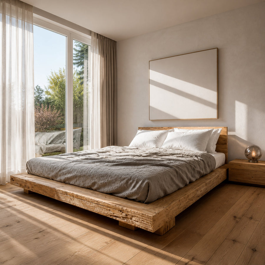 Rustic Low Profile Bed Frame Handmade Unique King Bed Frame Decor Home Gift