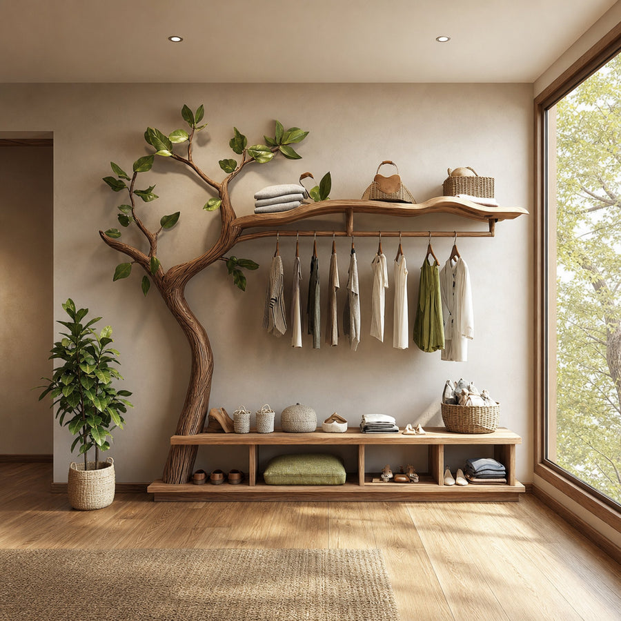 Rustic Mid Century Wardrobe Stand Bedroom Or Dressing Room Entryway