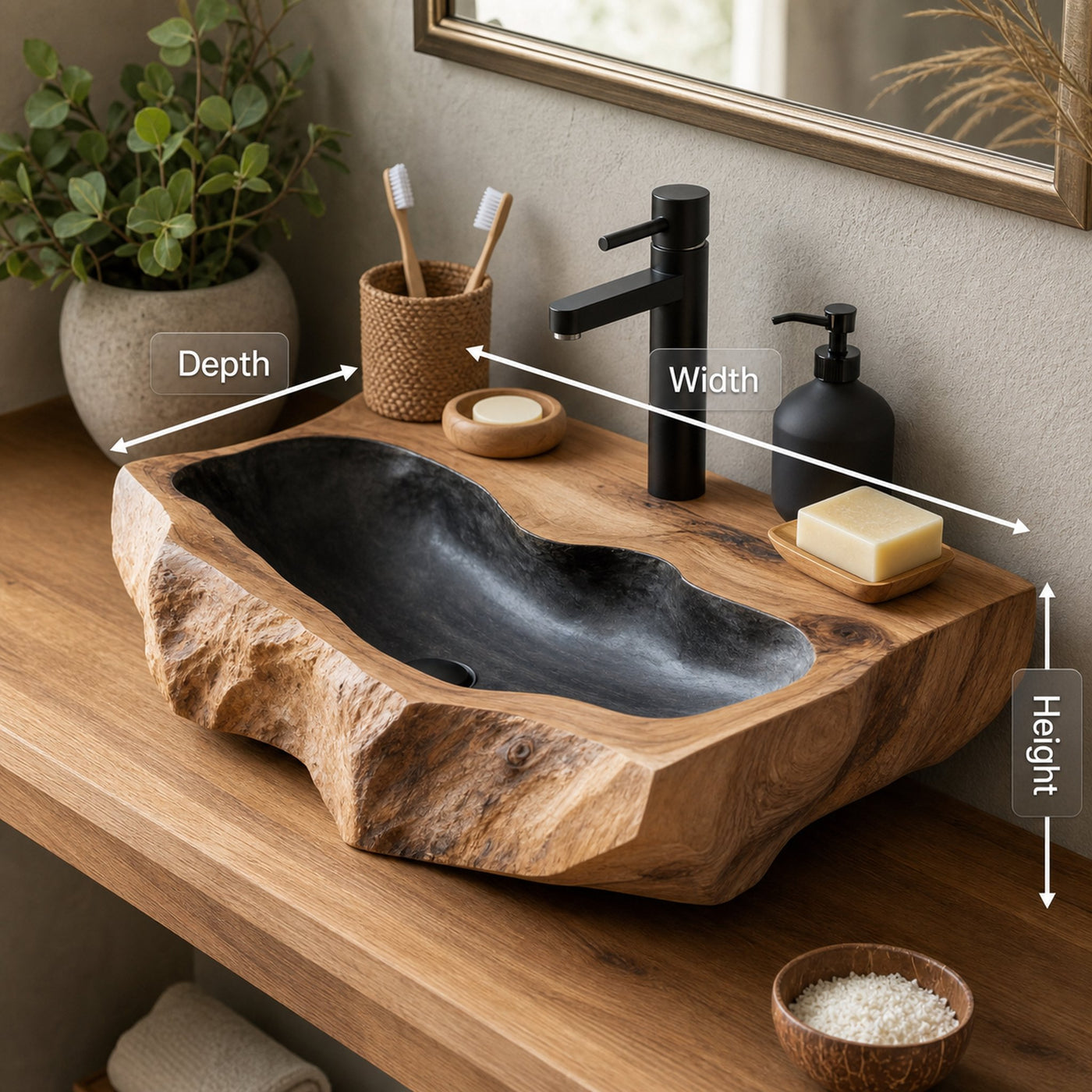 Rustic Mid Century Wood Wash Basin For Furniture Decor - product view 8